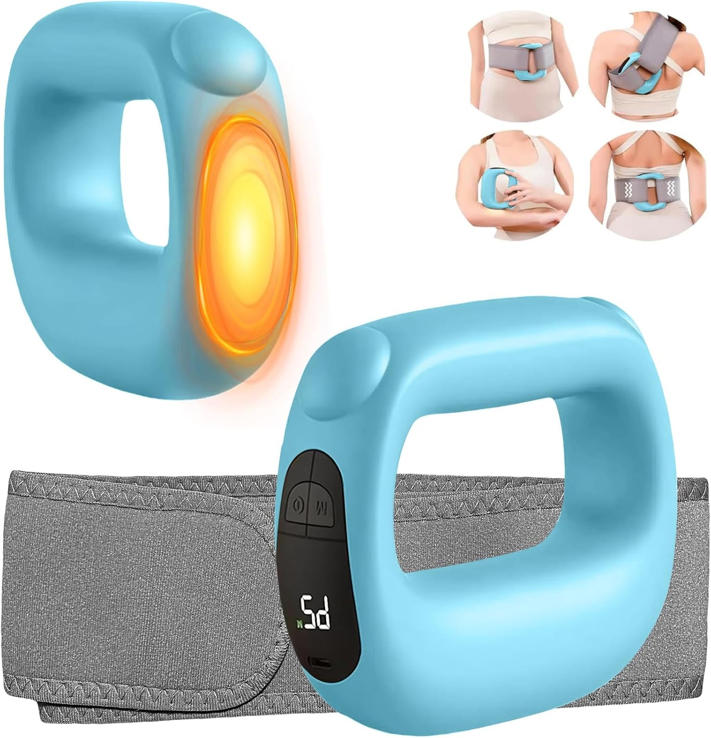 CoralBond Deep Tissue Percussion Muscle Massage Guns Blue Heat Pain Relief Adjustable Speed Intensity VB089