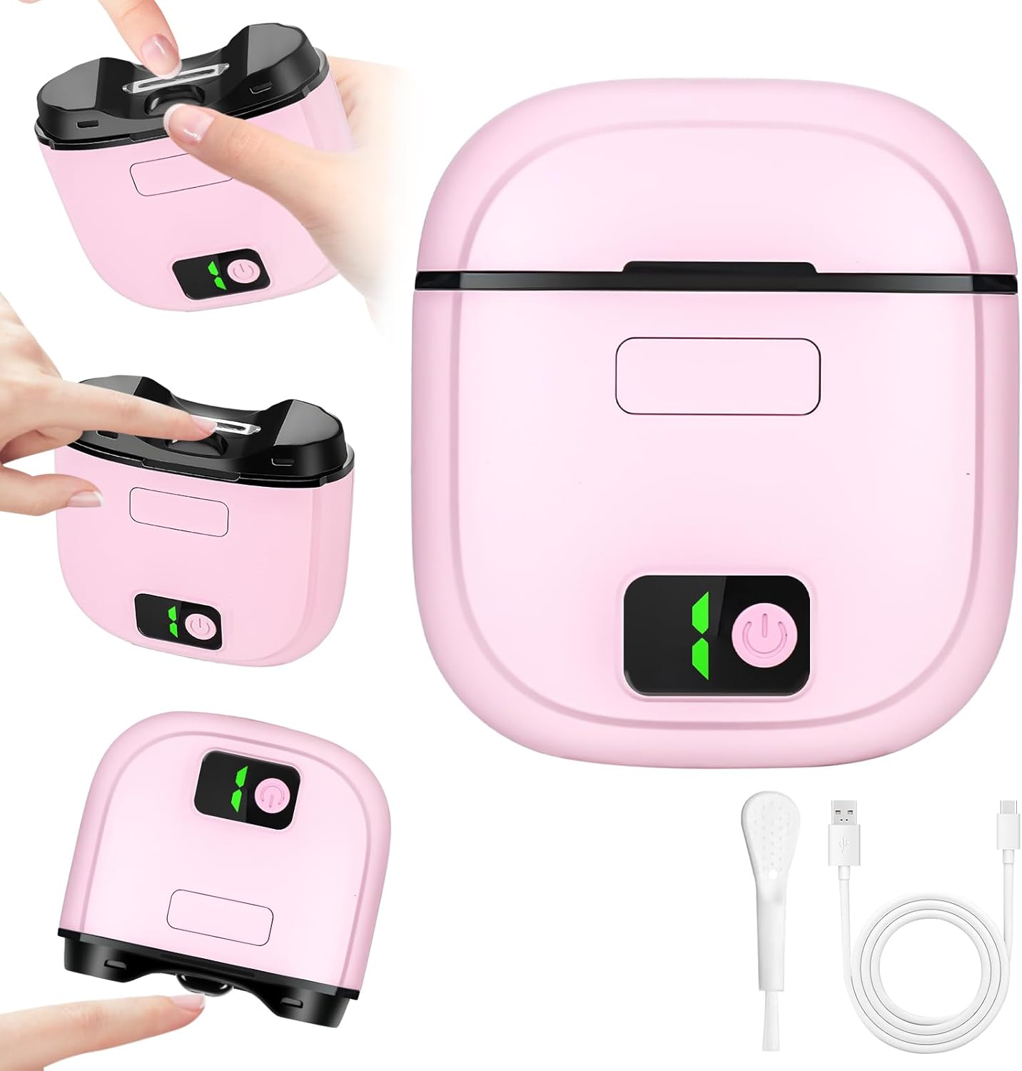 CoralBond Electric Nail Clippers Pink Adjustable Automatic LED Lights VB085