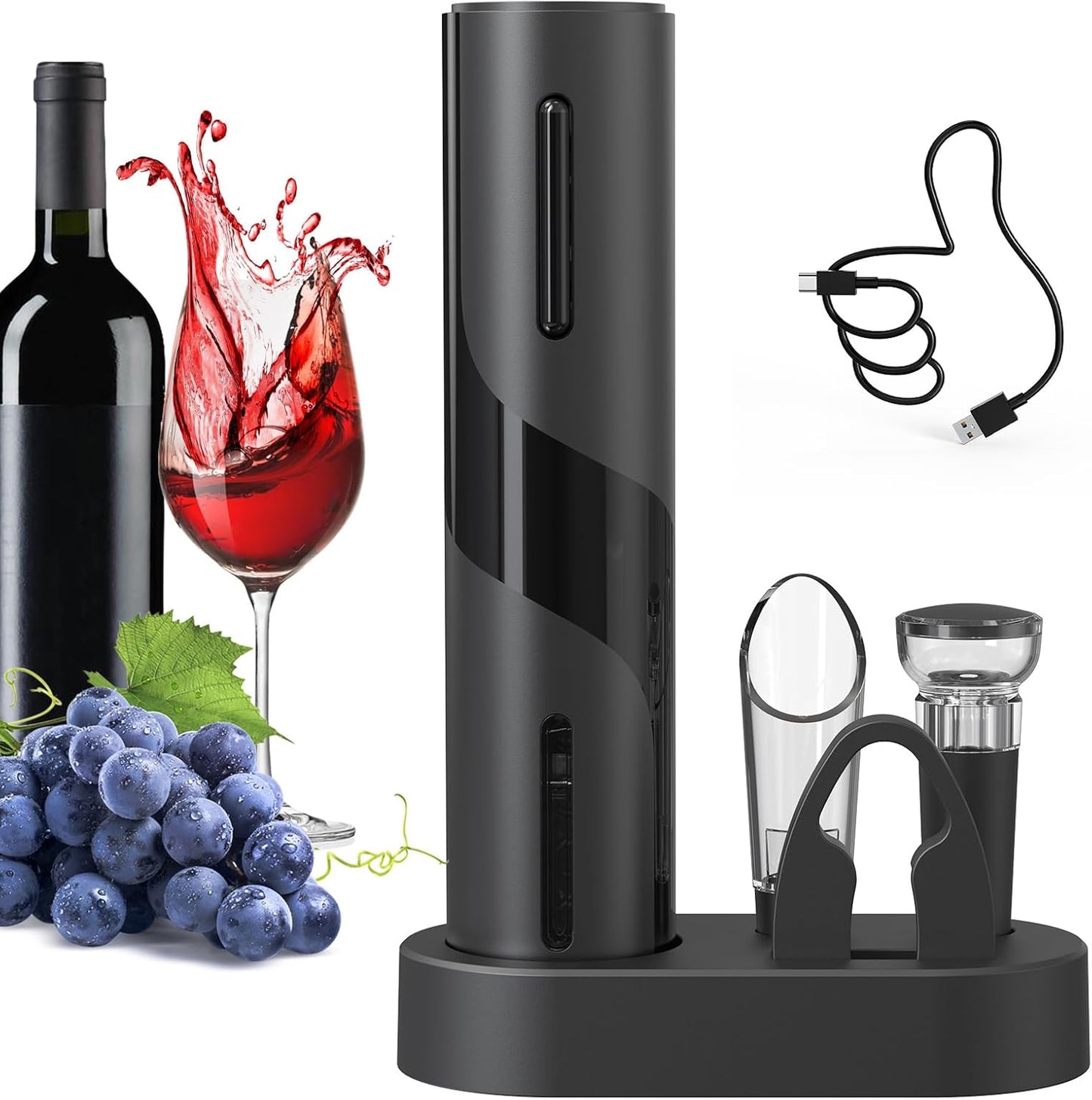 CoralBond Cordless Electric Wine Bottle Opener Corkscrew Set Rechargeable VB025