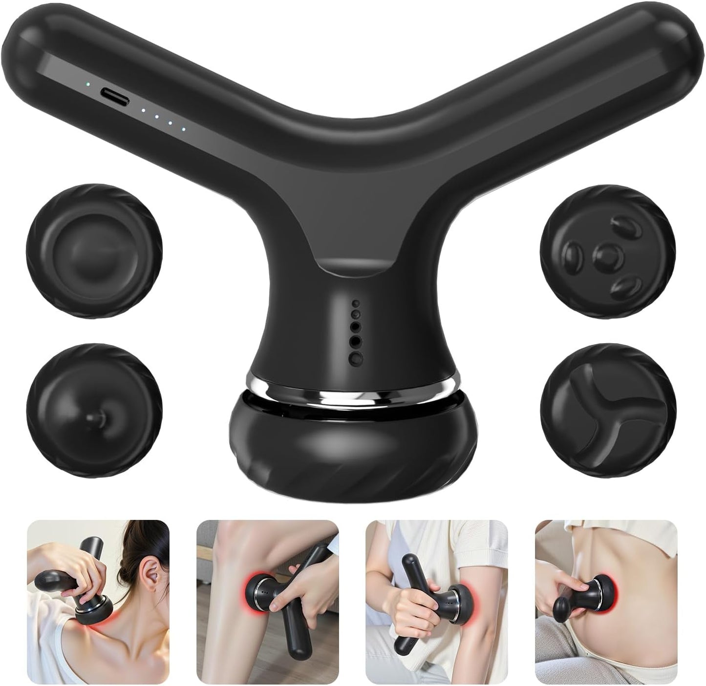 CoralBond 2-in-1 Cordless Deep Tissue Electric Massage Gun Handheld Muscle Neck Massager VB091