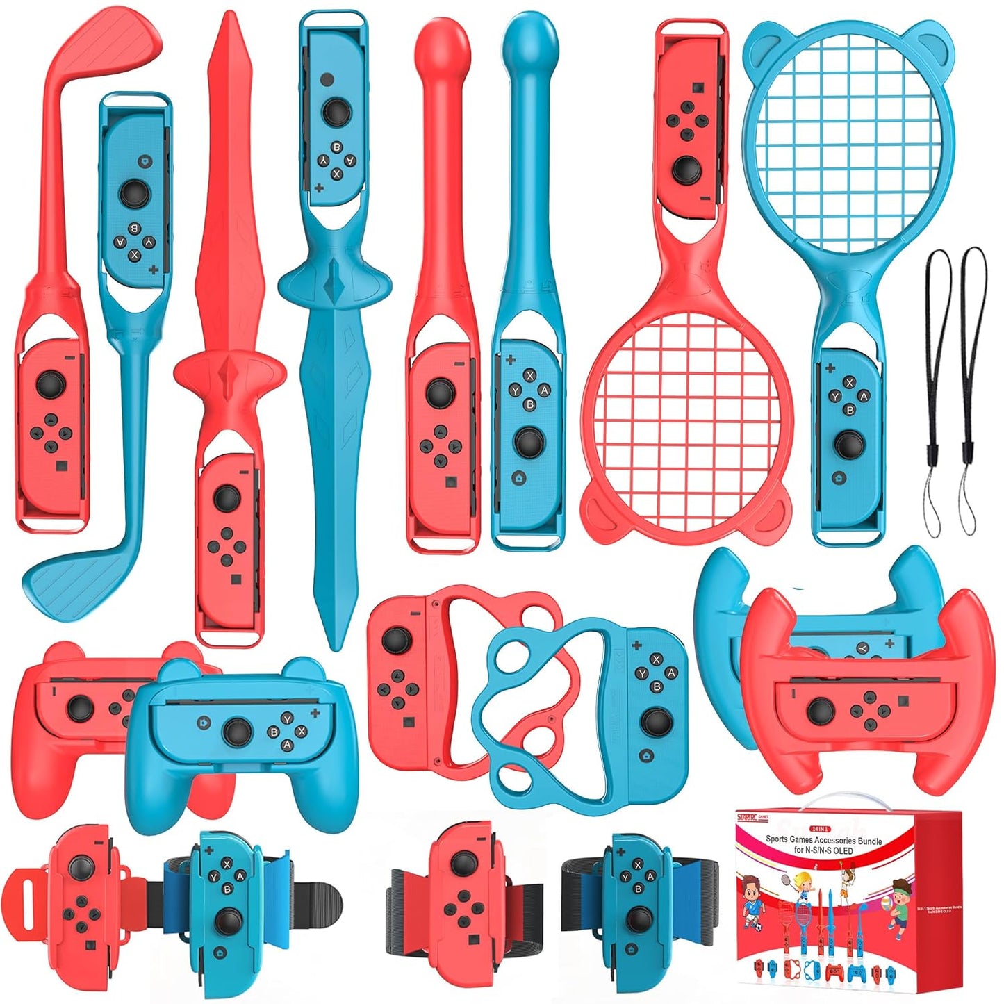 CoralBond 18-in-1 Switch Sports Accessories Bundle Games Kit Nintendo OLED Console Joy-Con VB065