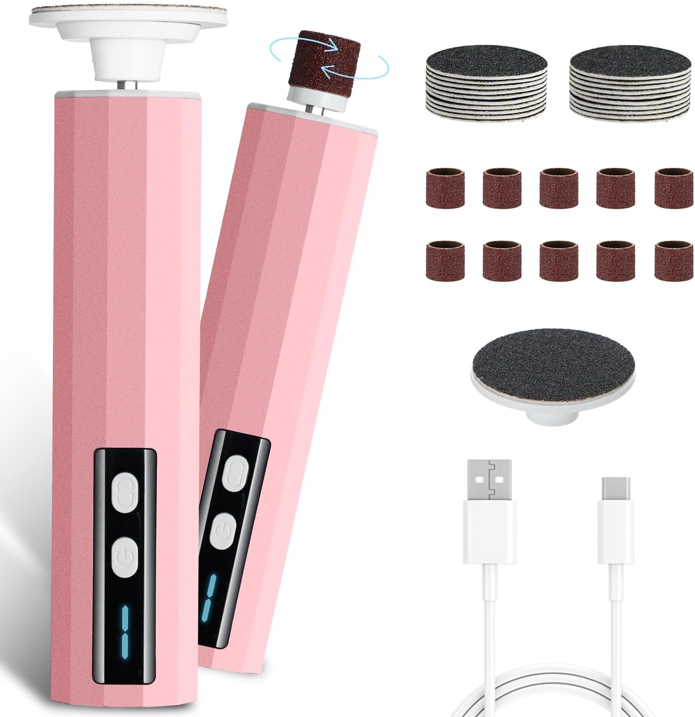 CoralBond Electric Foot Feet Callus Remover Pink Rechargeable Adjustable Speed File VB075