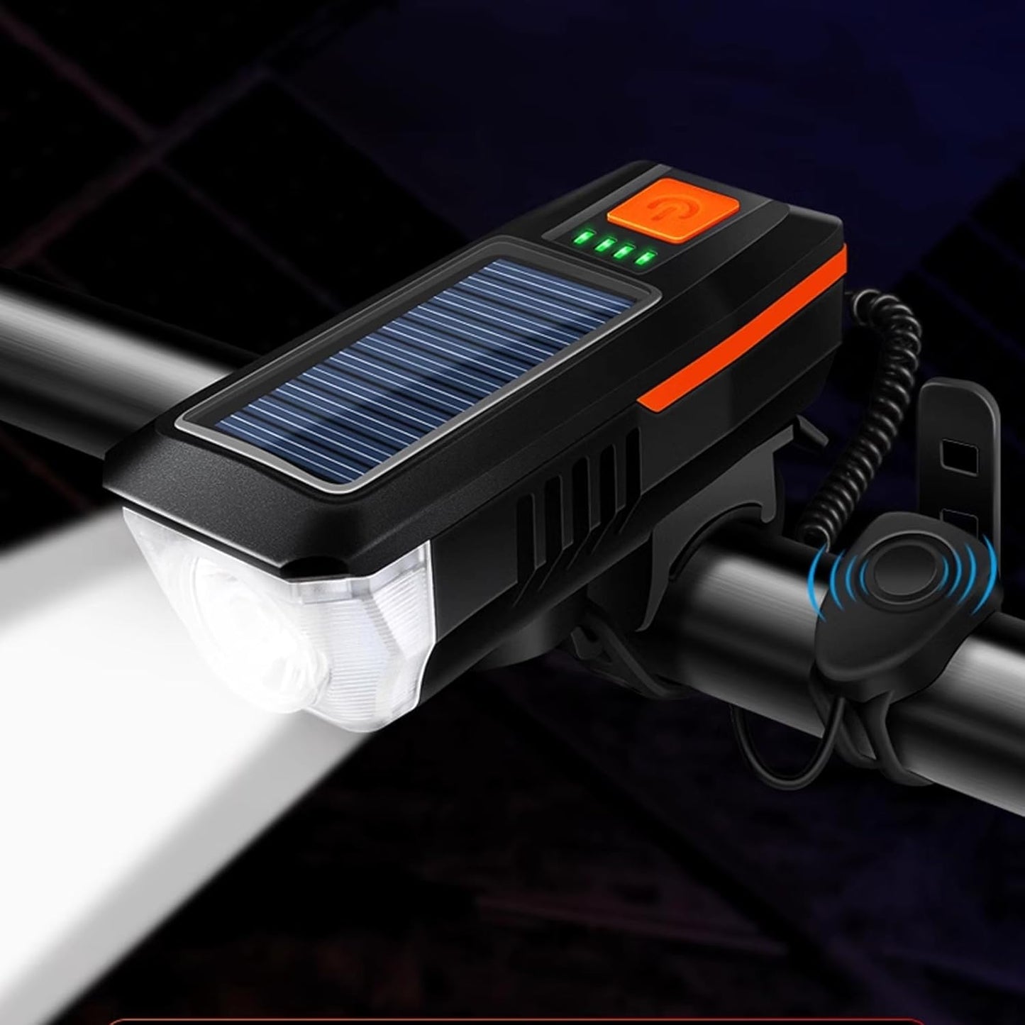 CoralBond Solar USB Bike Horn Headlight Dual Charging Light High Brightness Waterproof Ideal VB116