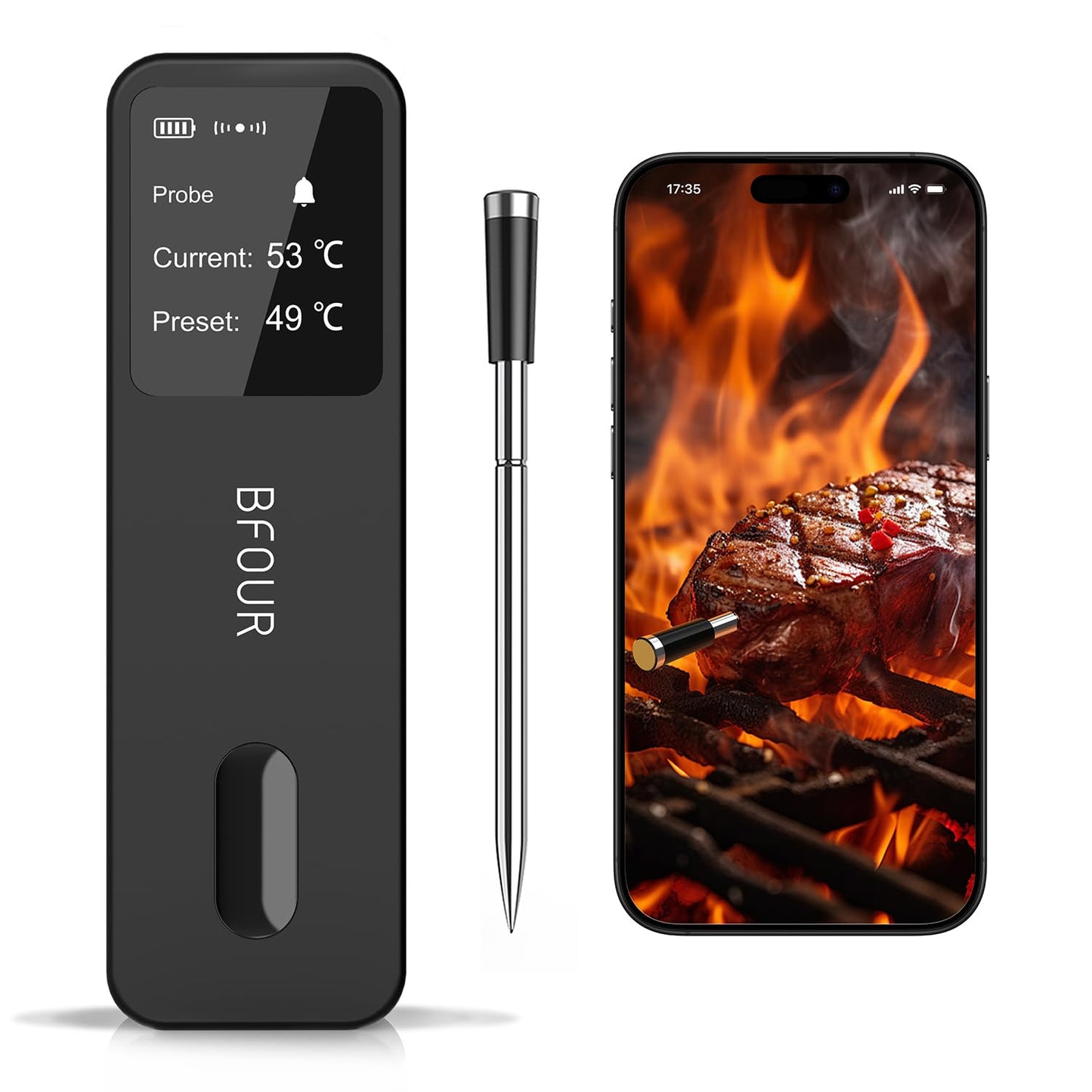 CoralBond Smart Wireless Bluetooth Digital Meat Food Cooking Thermometer LCD VB017