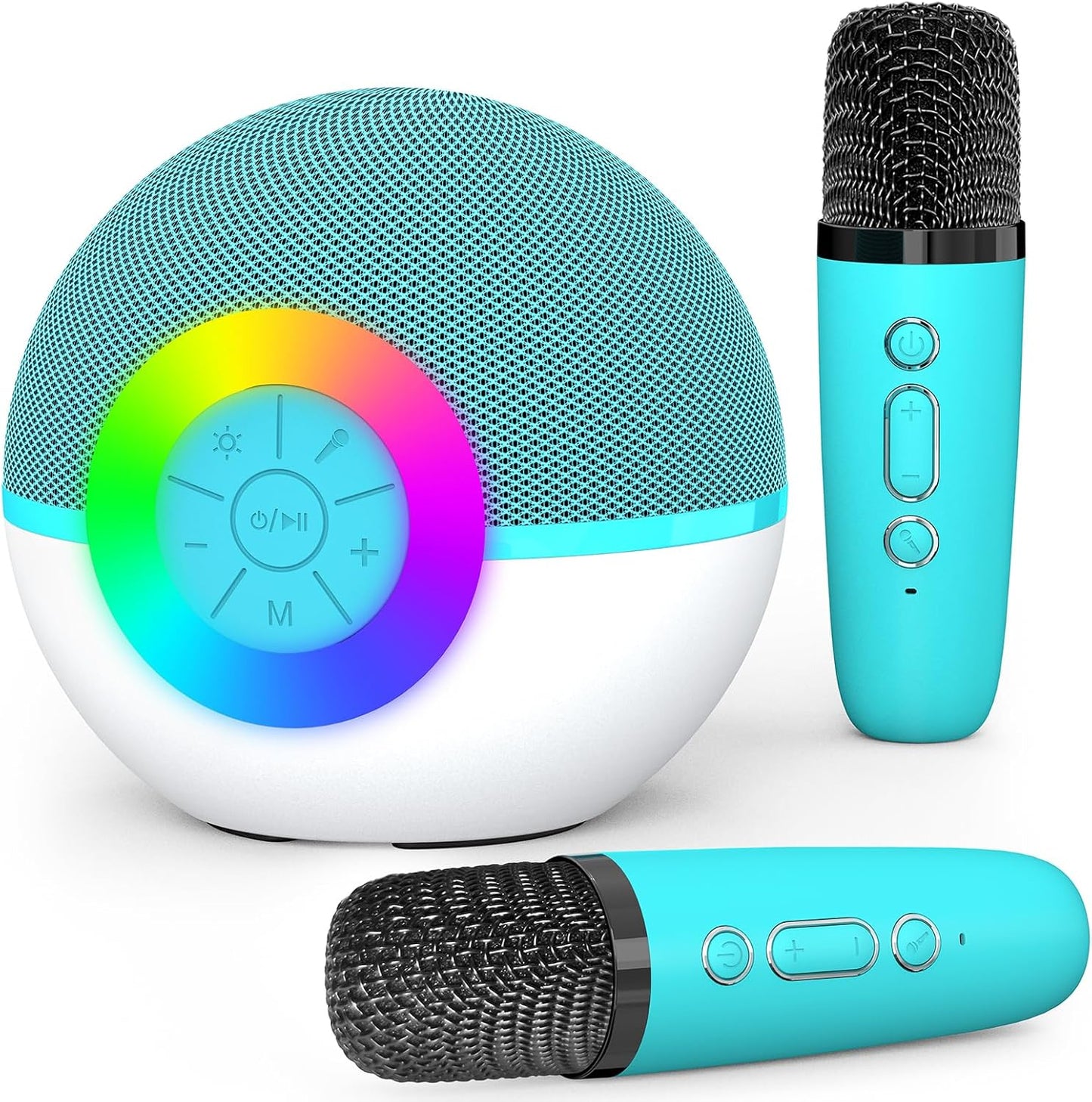 CoralBond Portable Mini Karaoke Machine Green Adults Bluetooth Speaker 2 Wireless Microphones VB048