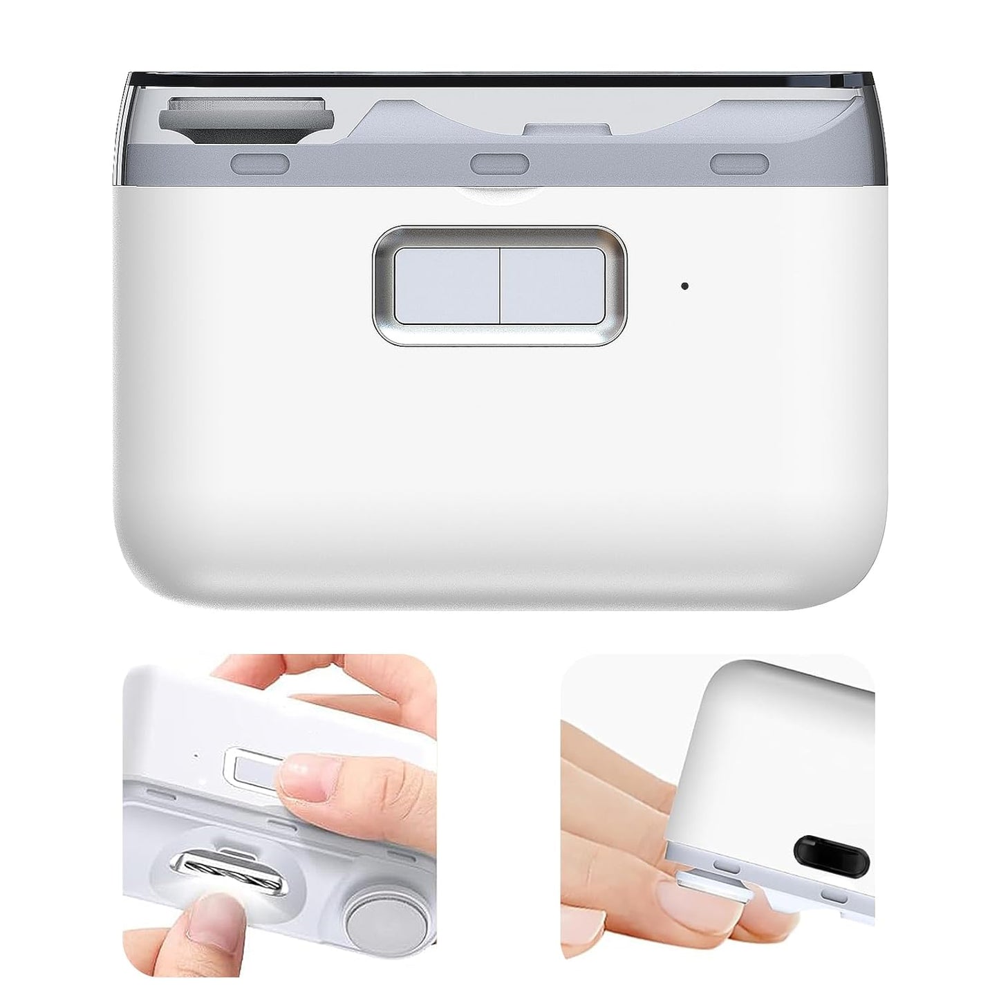 CoralBond 2 in-1 Electric Nail Clipper Trimmer Polisher White Automatic Fingernail File Light VB083