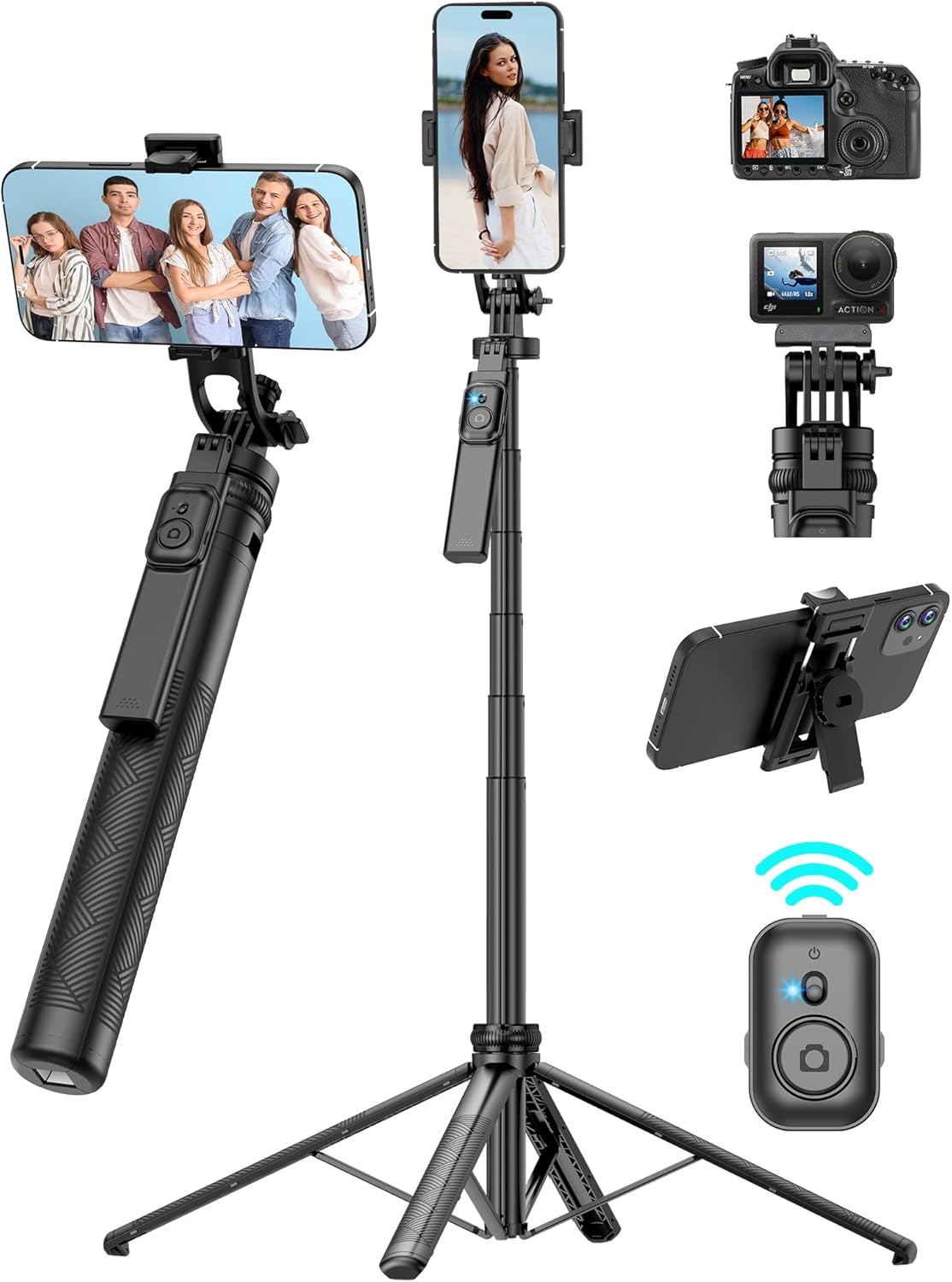 CoralBond 71" Cell Phone Tripod Selfie Stick iPhone Stand Travel Remote Controlled VB106