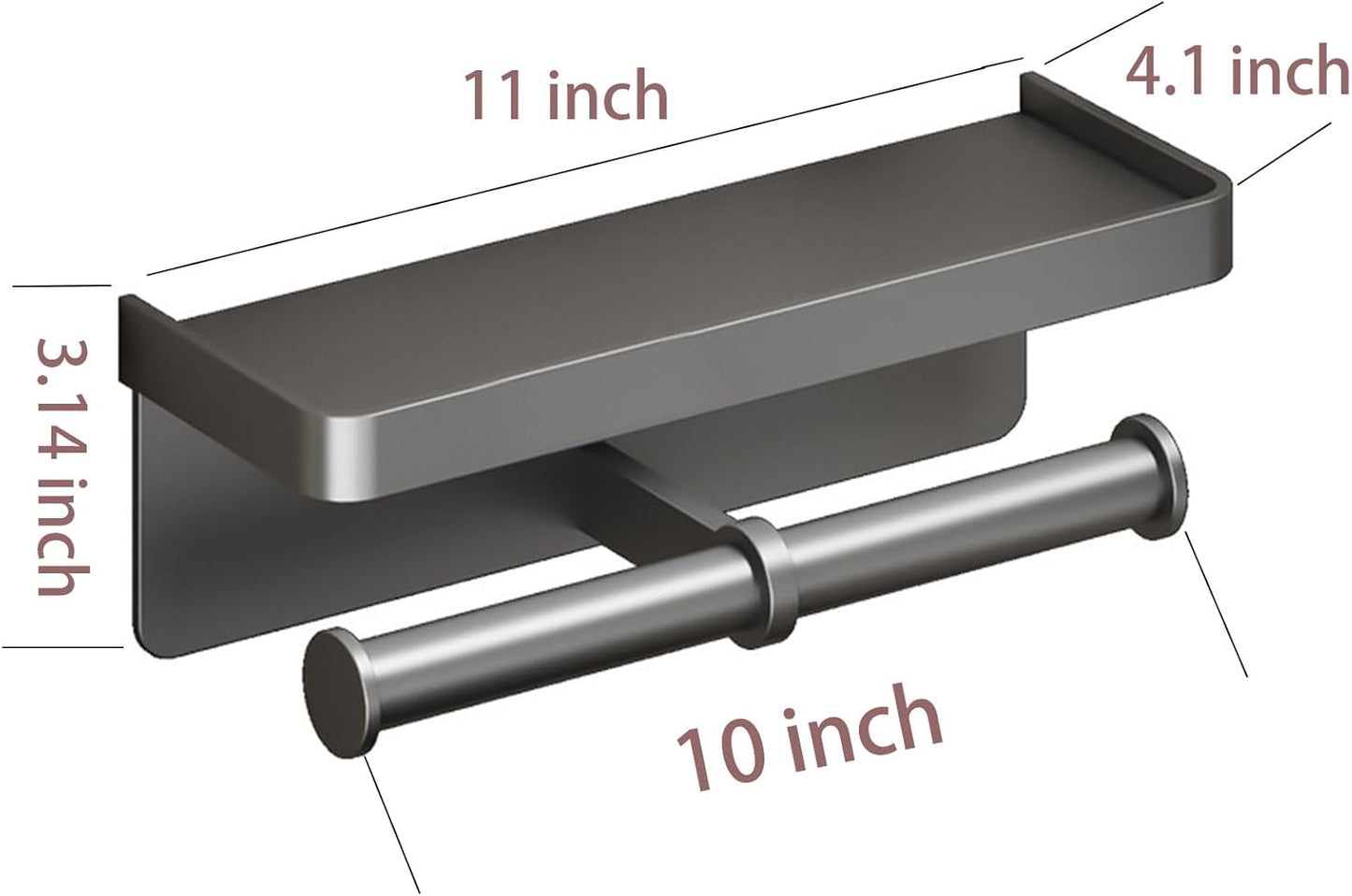 CoralBond Toilet Paper Roll Holder Grey Shelf Wall Mount Bathroom Kitchen RV VB015