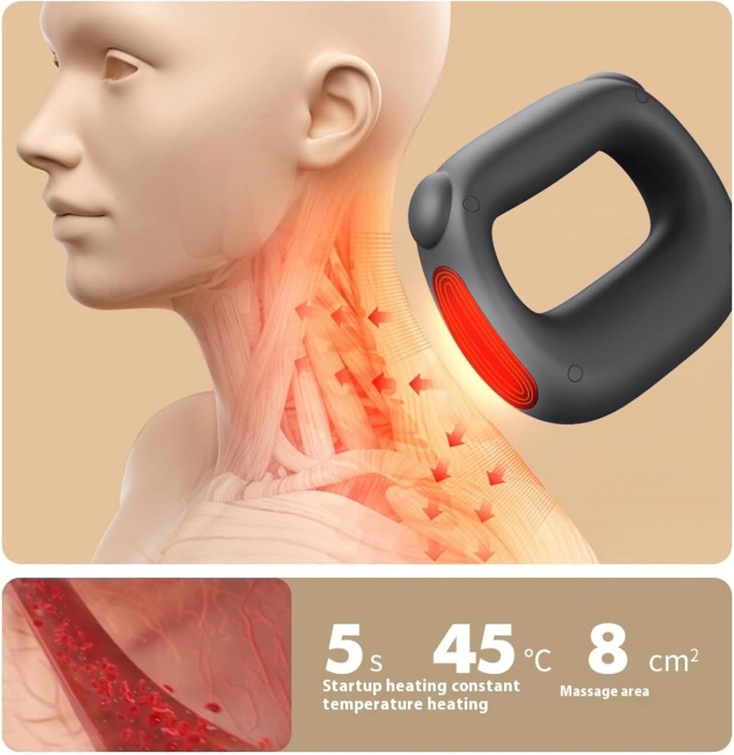 CoralBond Deep Tissue Percussion Muscle Massage Guns Black Heat Pain Relief Adjustable Speed Intensity VB086