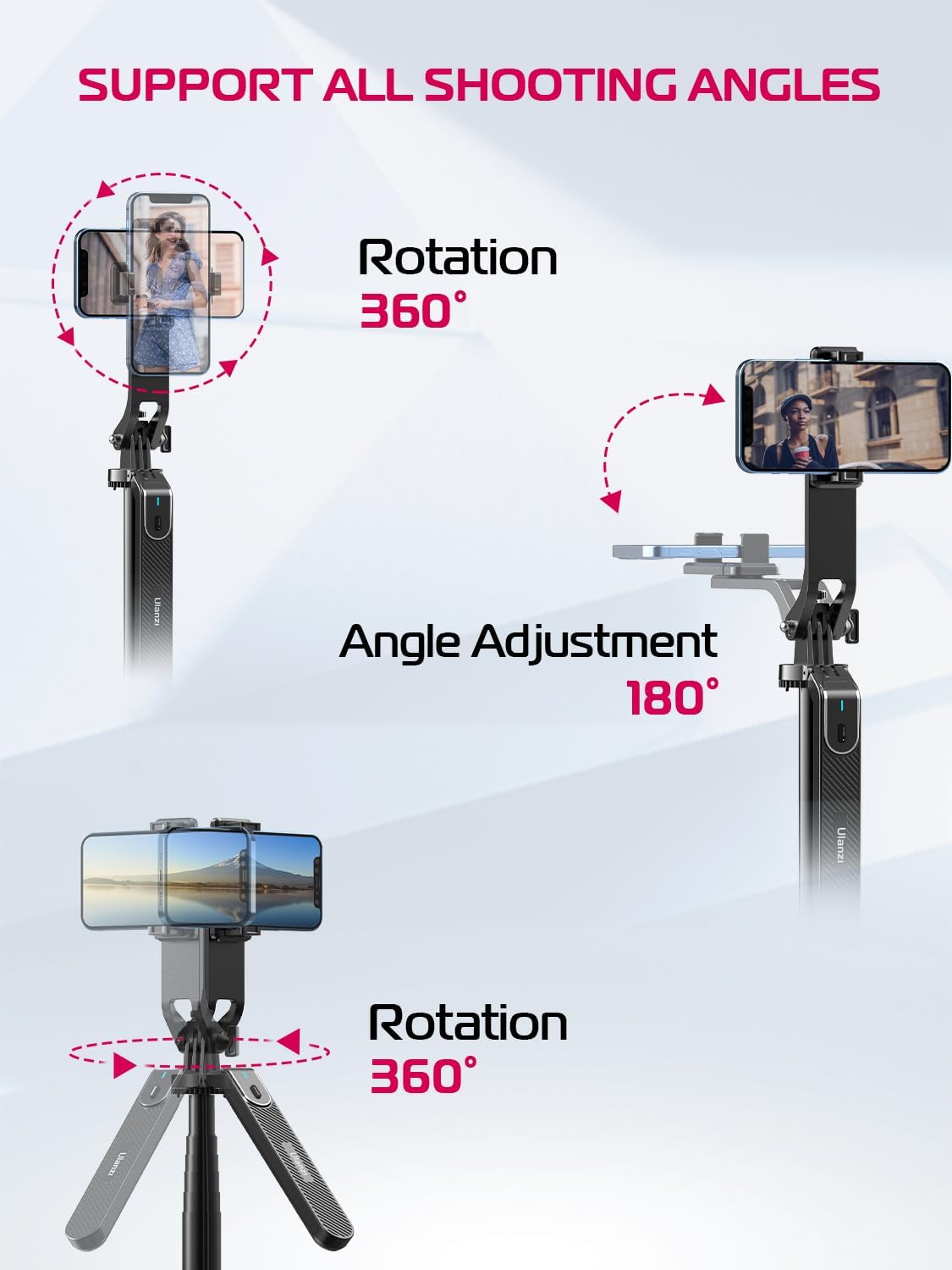 CoralBond 71" All-in-1 Extendable Selfie Stick Tripod Stand Quadrapod Phone Clip Travel iPhone VB107