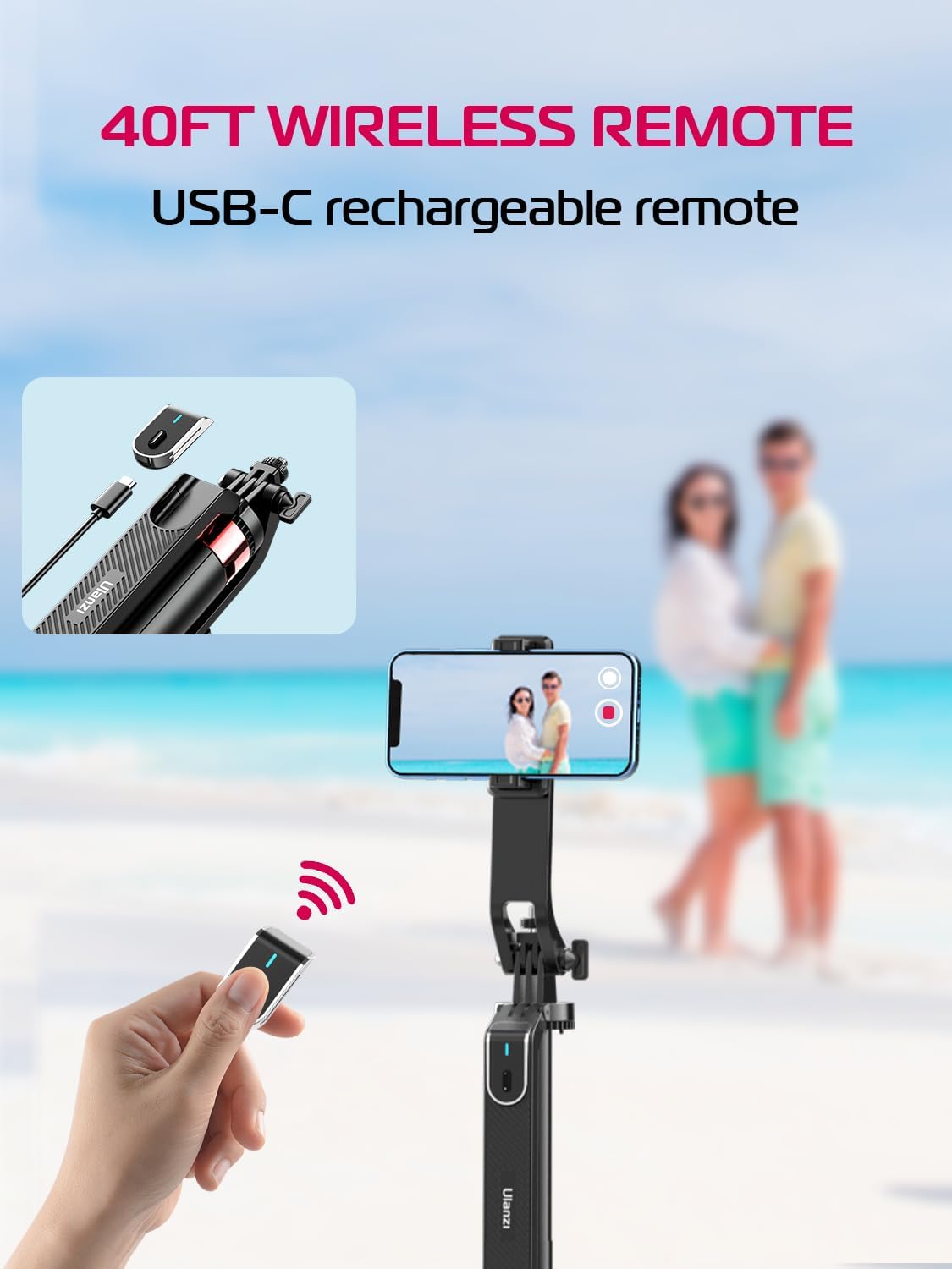 CoralBond 71" All-in-1 Extendable Selfie Stick Tripod Stand Quadrapod Phone Clip Travel iPhone VB107