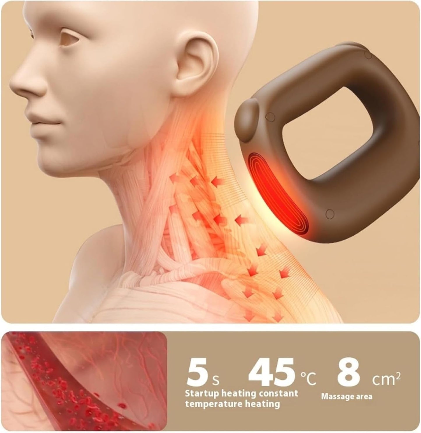 CoralBond Deep Tissue Percussion Muscle Massage Guns Brown Heat Pain Relief Adjustable Speed Intensity VB087