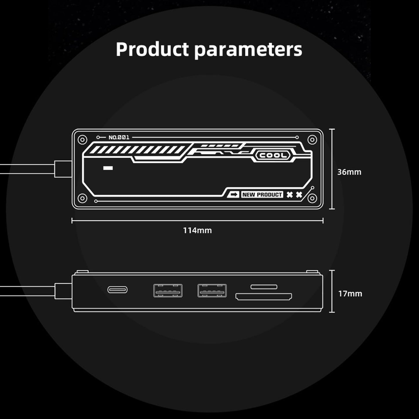 CoralBond 6-in-1 USB C Hub 100W PD 4K 60Hz HDMI 3.0 SD TF Card Reader Transparent Multiport Adapter Compatible VB109