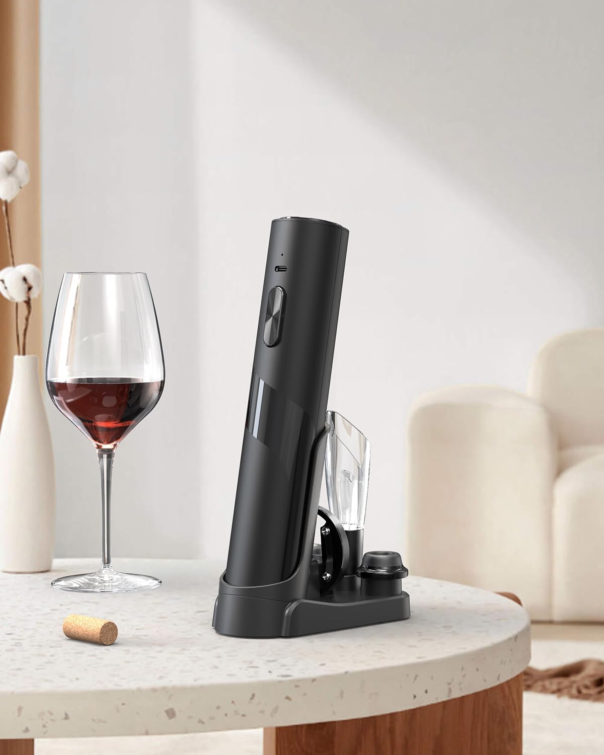 CoralBond 7-in-1 Electric Wine Bottle Opener Rechargeable Gift Set Vacuum Pump VB026
