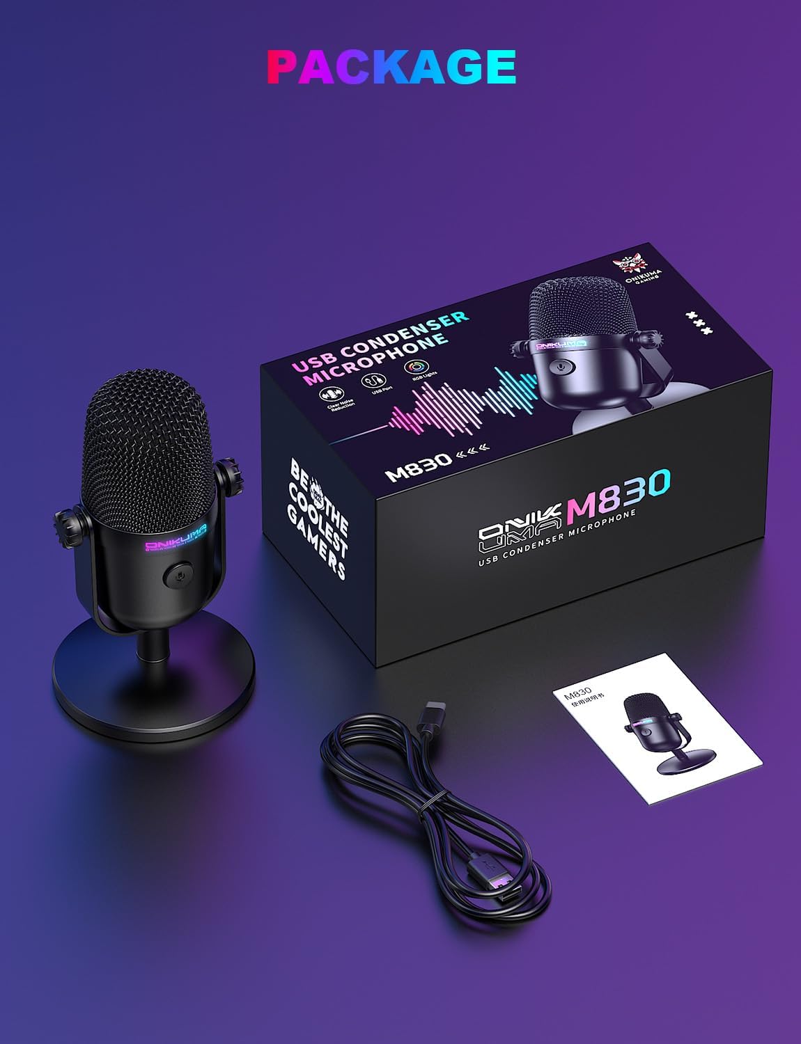 CoralBond Streaming Recording Gaming Microphone Noise Cancellation Mute Button USB Condenser Mic VB068
