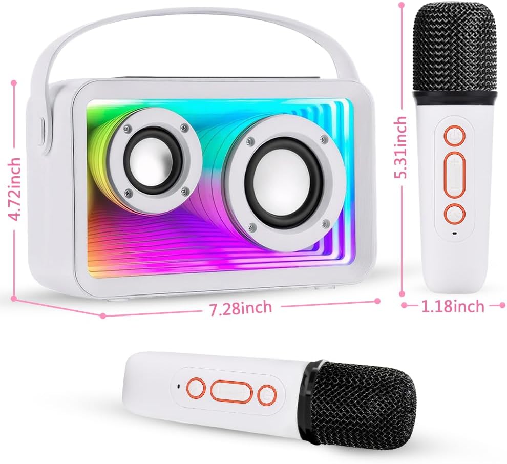 CoralBond Portable Wireless Mini Karaoke Machine 2 Microphones Bluetooth Speaker VB019