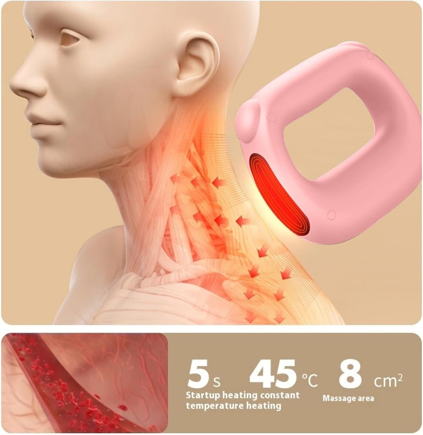 CoralBond Deep Tissue Percussion Muscle Massage Guns Pink Heat Pain Relief Adjustable Speed Intensity VB088