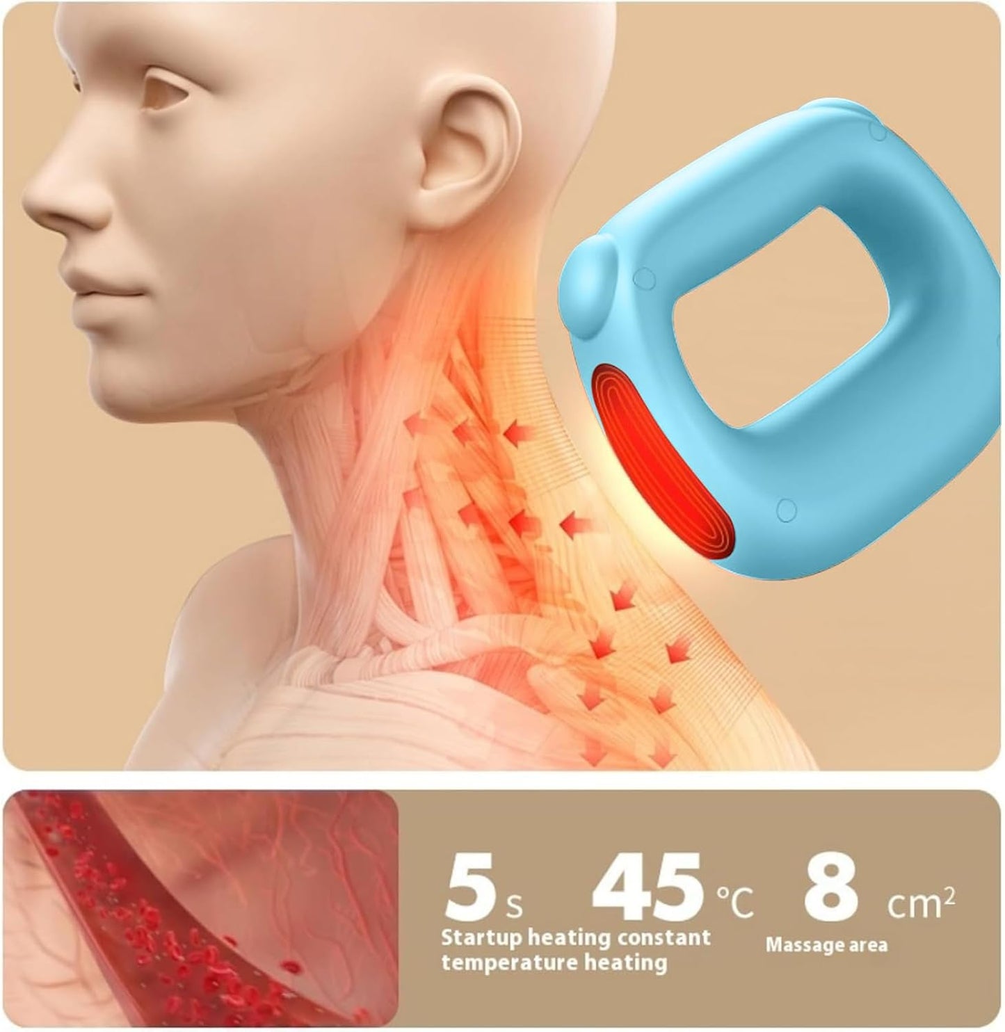 CoralBond Deep Tissue Percussion Muscle Massage Guns Blue Heat Pain Relief Adjustable Speed Intensity VB089