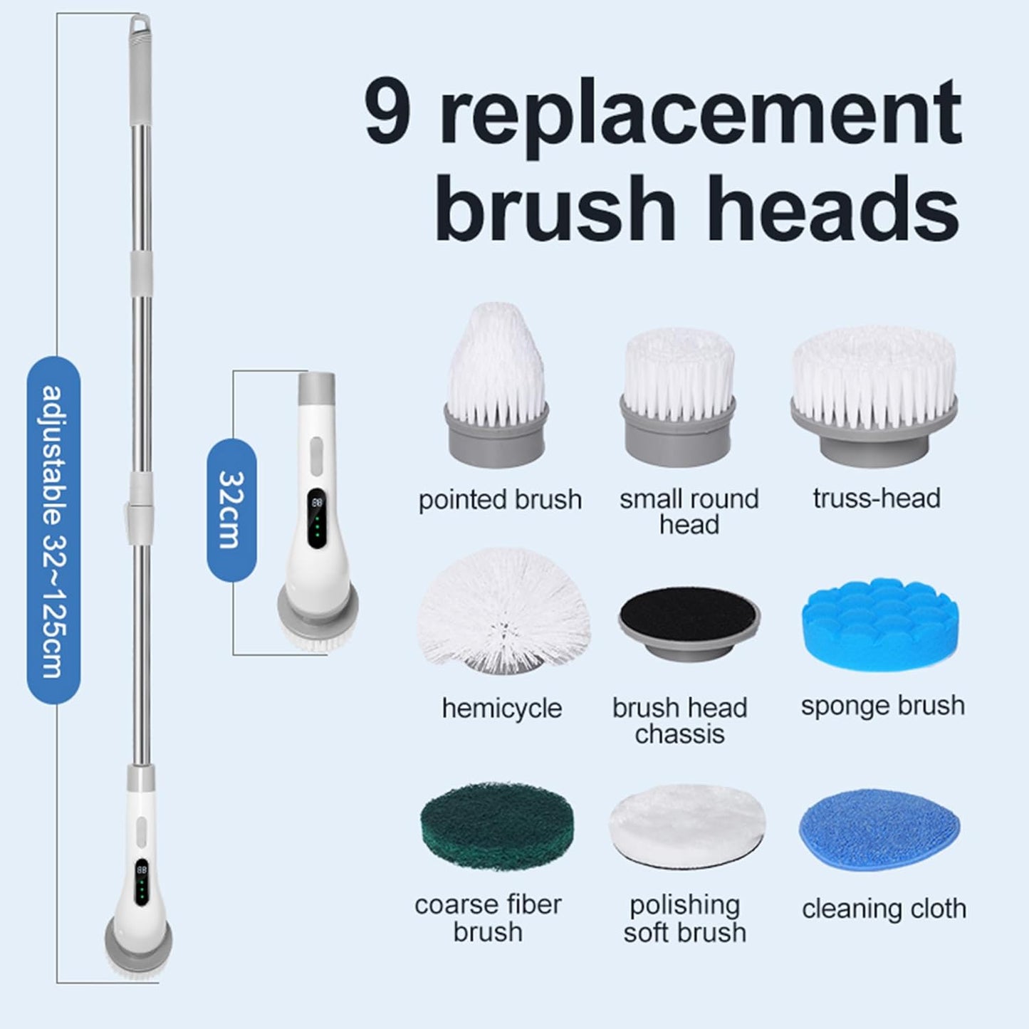 CoralBond Cordless Electric Cleaning Brush Scrubber Home Spin VB063