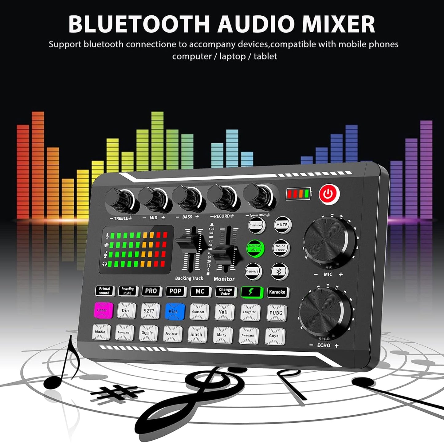 CoralBond Professional DJ Audio Mixer Live Sound Audio Interface Effects Voice Changer VB039