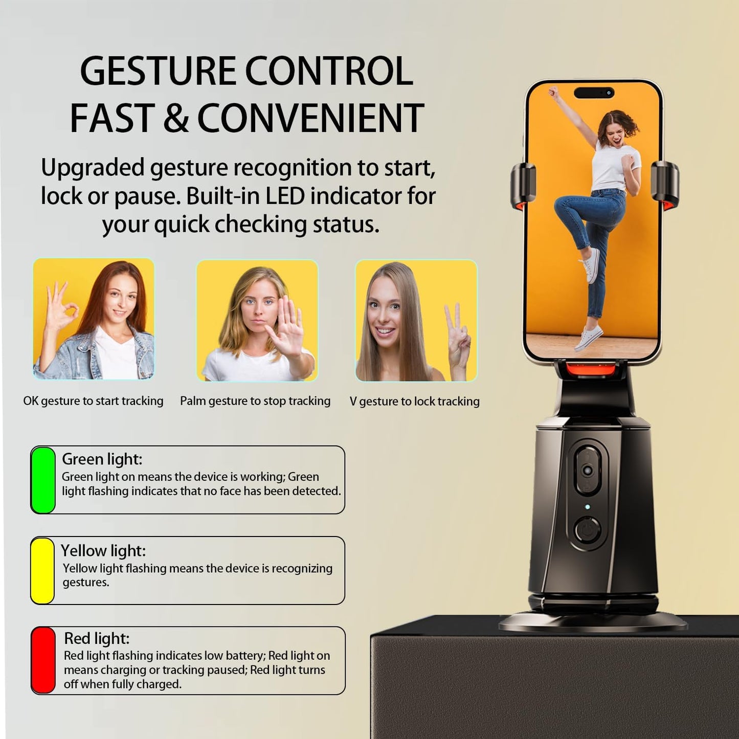 CoralBond Auto Face Tracking Smart Tripod 360° Rotation Stand Phone Holder VB103