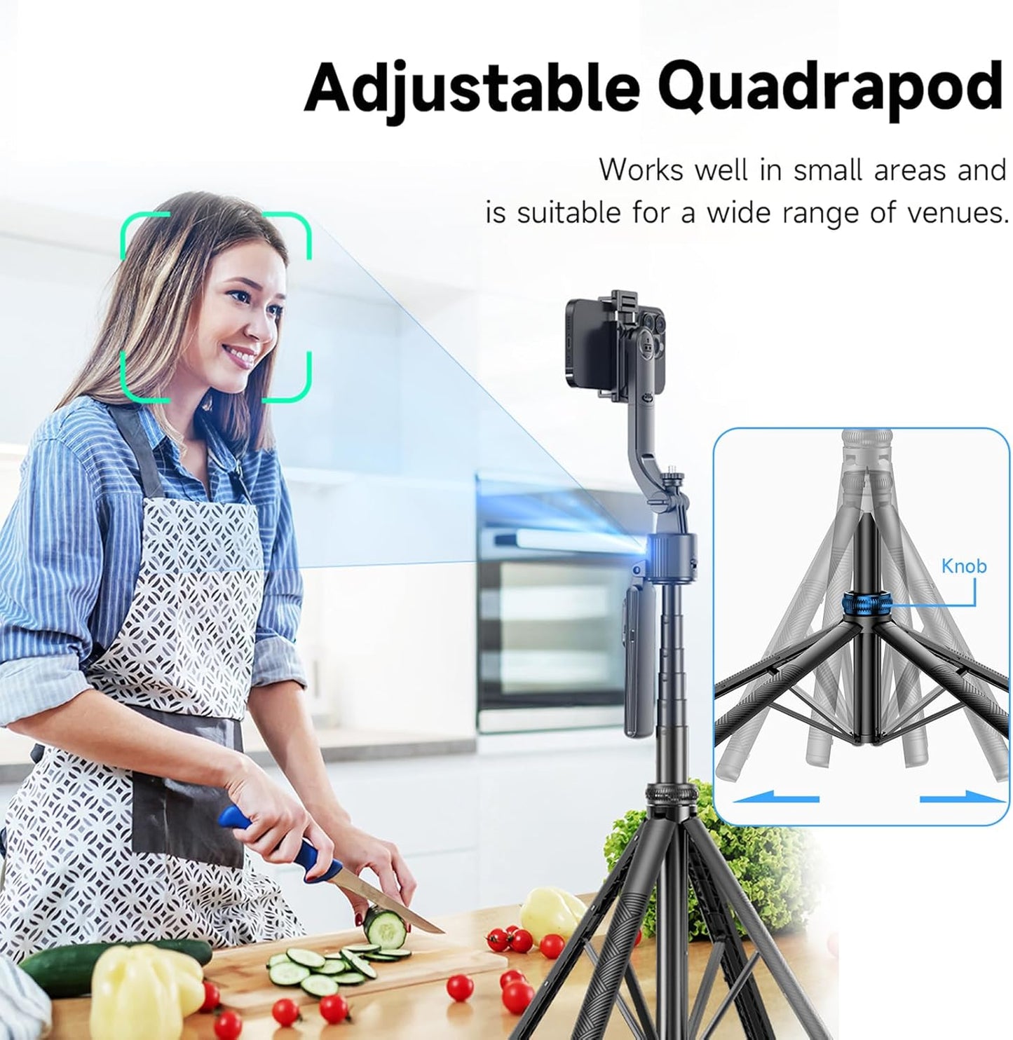CoralBond 64'' Auto Face Tracking Tripod Stand 360 Rotation Remote Gesture Control VB105