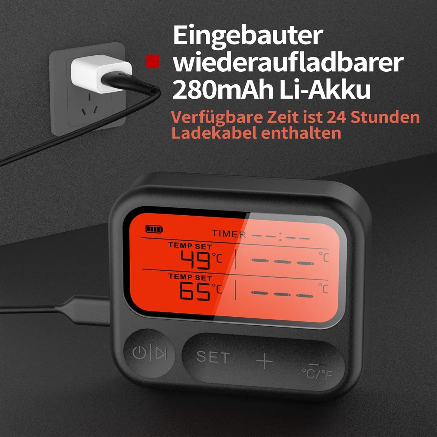 CoralBond Wireless Bluetooth Digital Meat Thermometer Grilling Smoking Dual Probe VB018