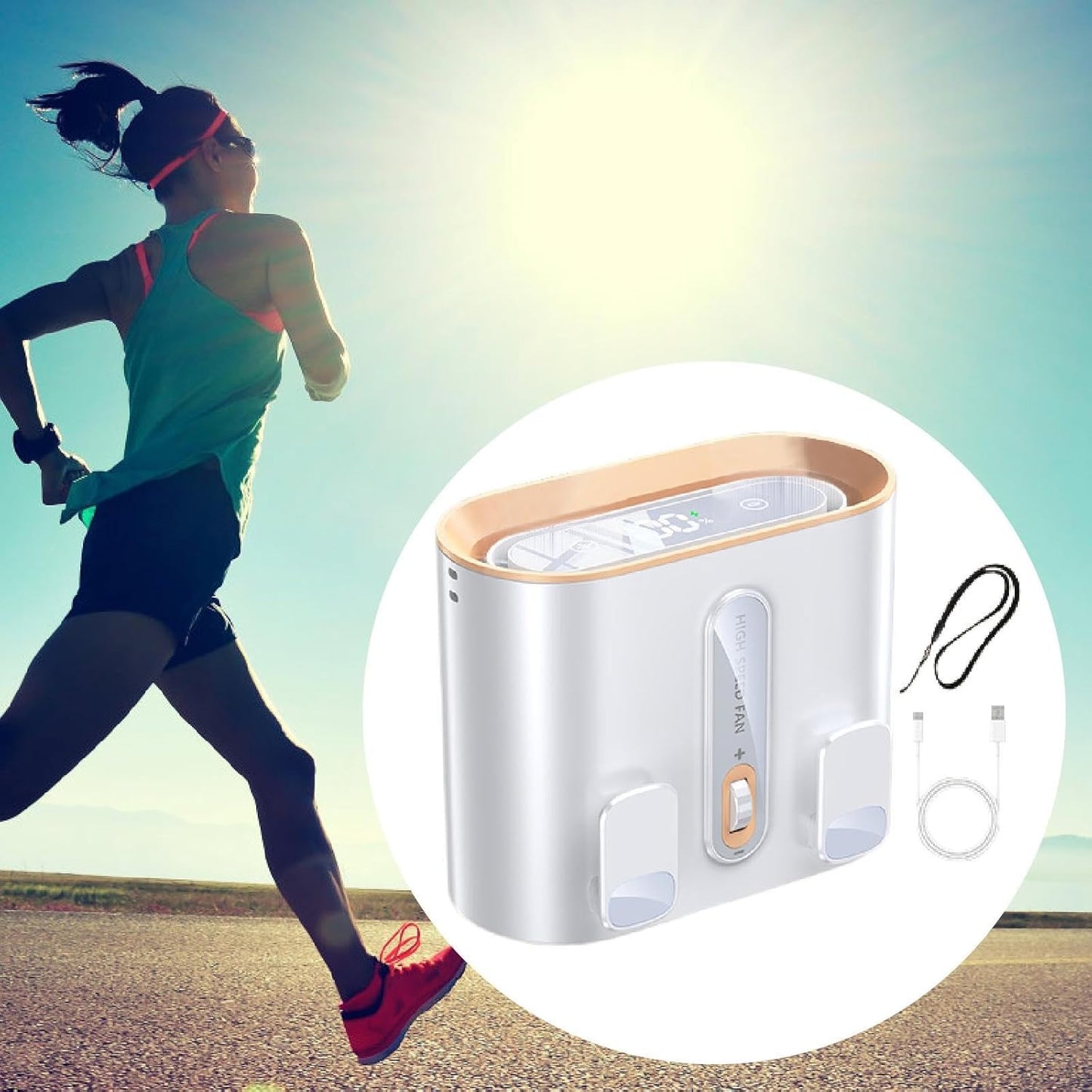 CoralBond Portable Personal Waist Body Mini Fan Travel Hanging Practical Cooling Summer VB034