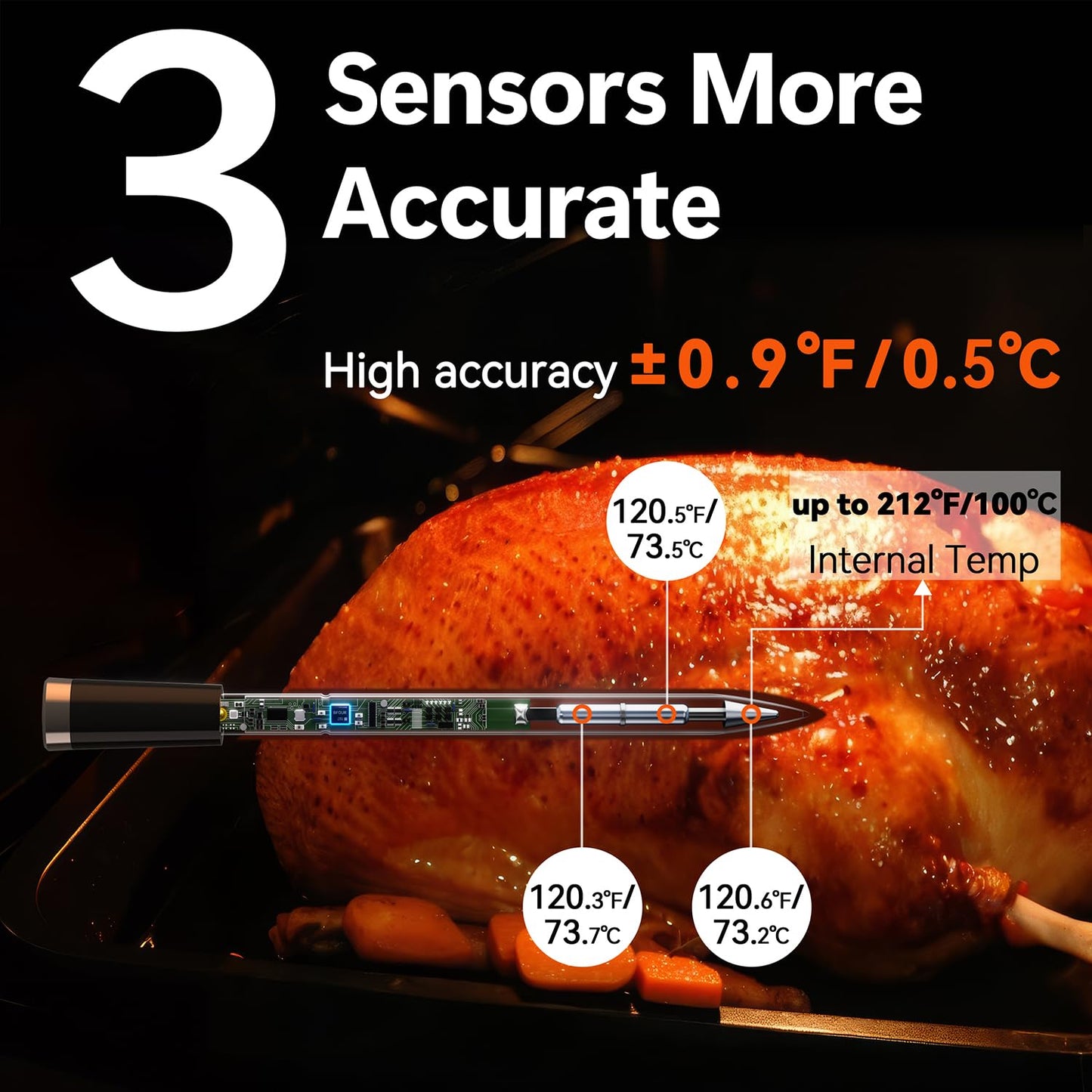 CoralBond Smart Wireless Bluetooth Digital Meat Food Cooking Thermometer LCD VB017