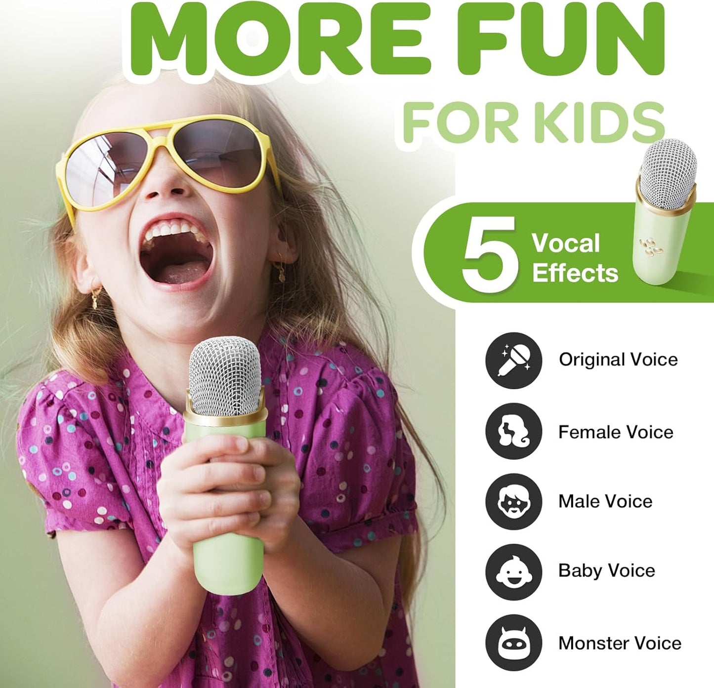 CoralBond Karaoke Machine Green Best Mini 2 Wireless Bluetooth Microphones VB042