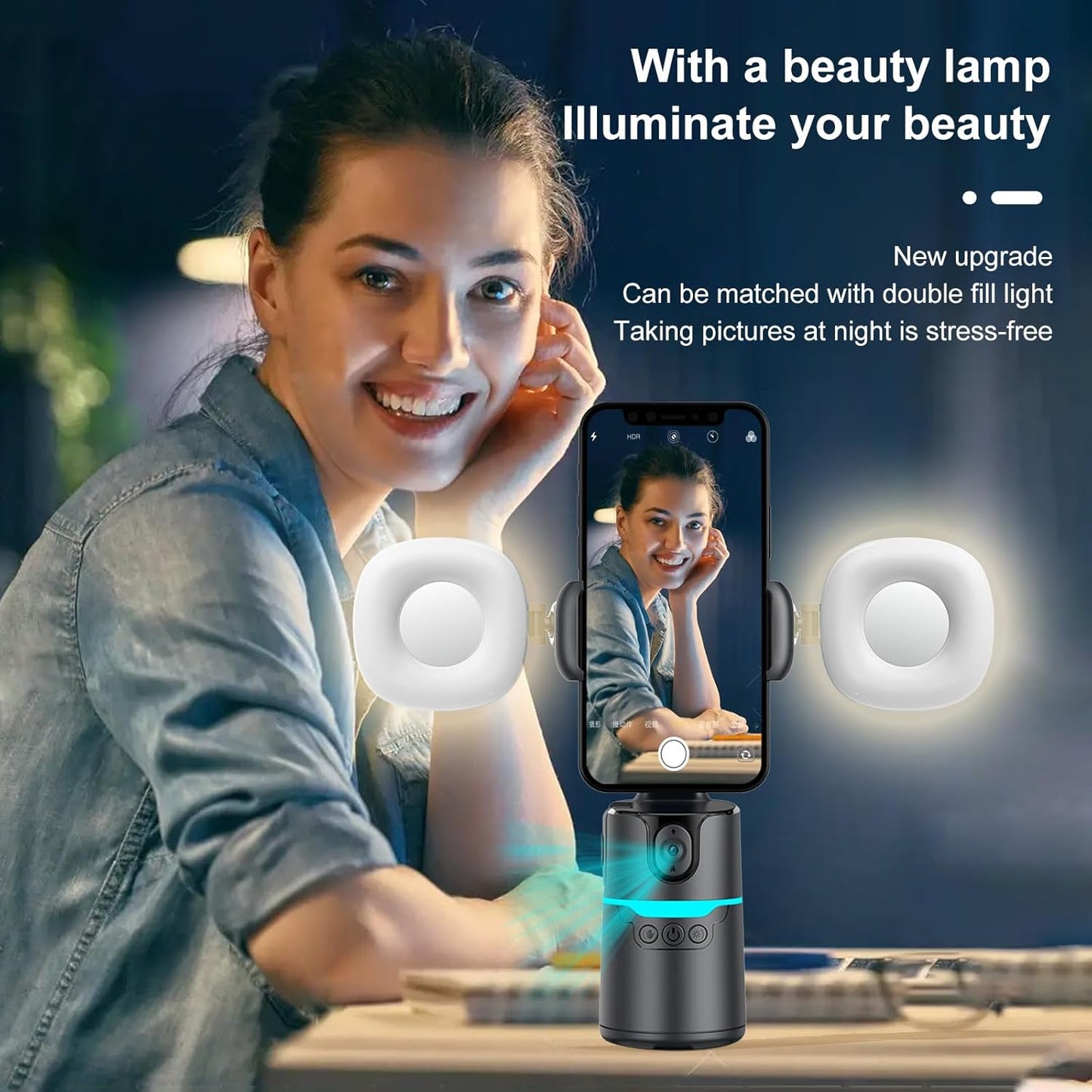 CoralBond Auto Face Tracking Smart Tripod 360 Rotation Stand AI VB100