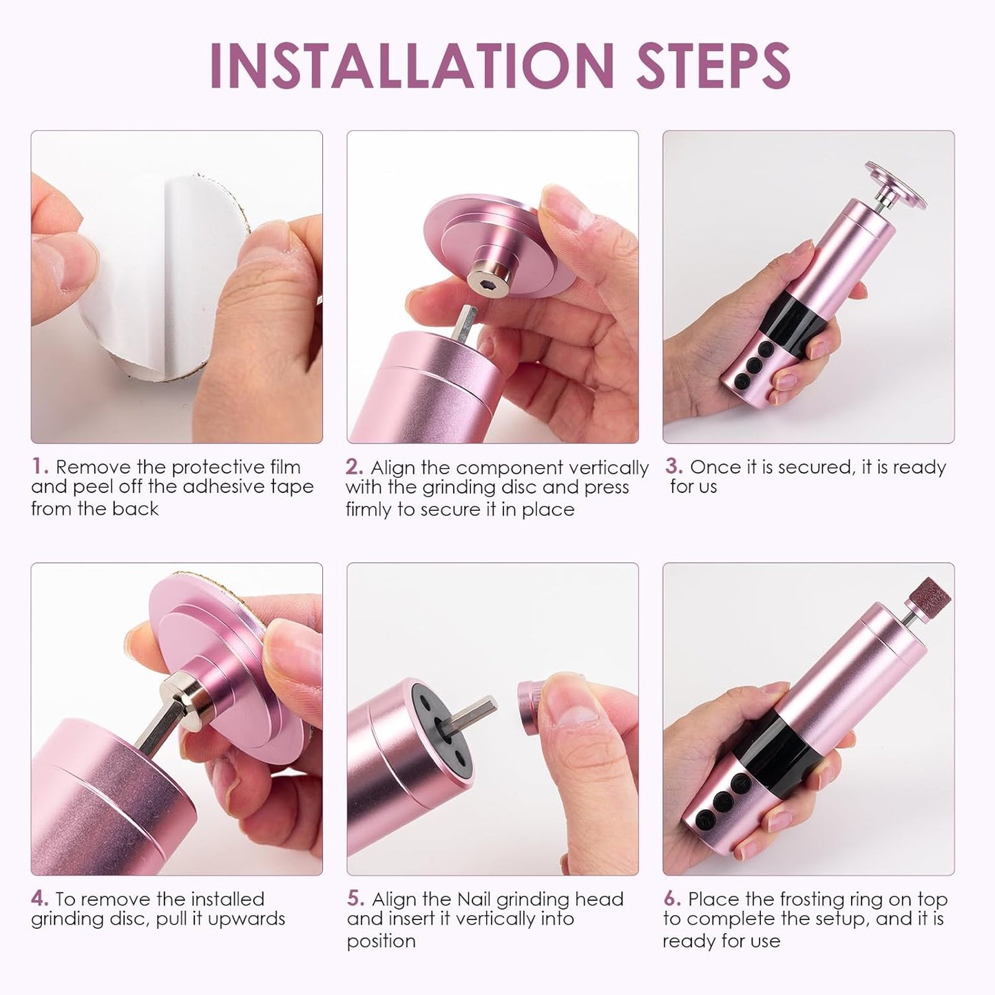 CoralBond Professional 2-in-1 Electric Foot Feet Callus Remover Rose Gold Adjustable Portable Nail File Grinder Kit VB078