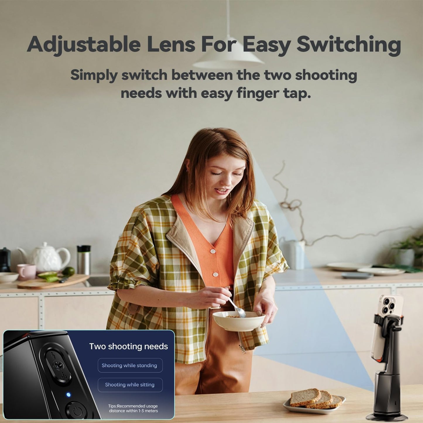 CoralBond Auto Face Tracking Smart Tripod 360° Rotation Stand Phone Holder VB103