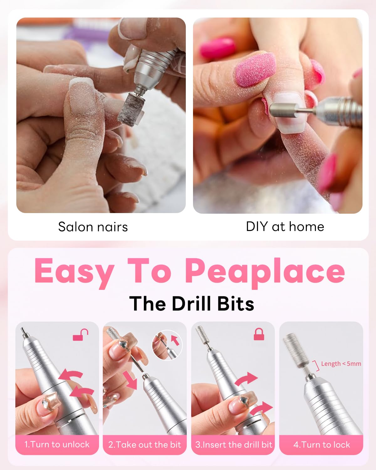 CoralBond Professional Electric Nail Drill 45000 RPM Cordless Portable Rechargeable File Kit VB118