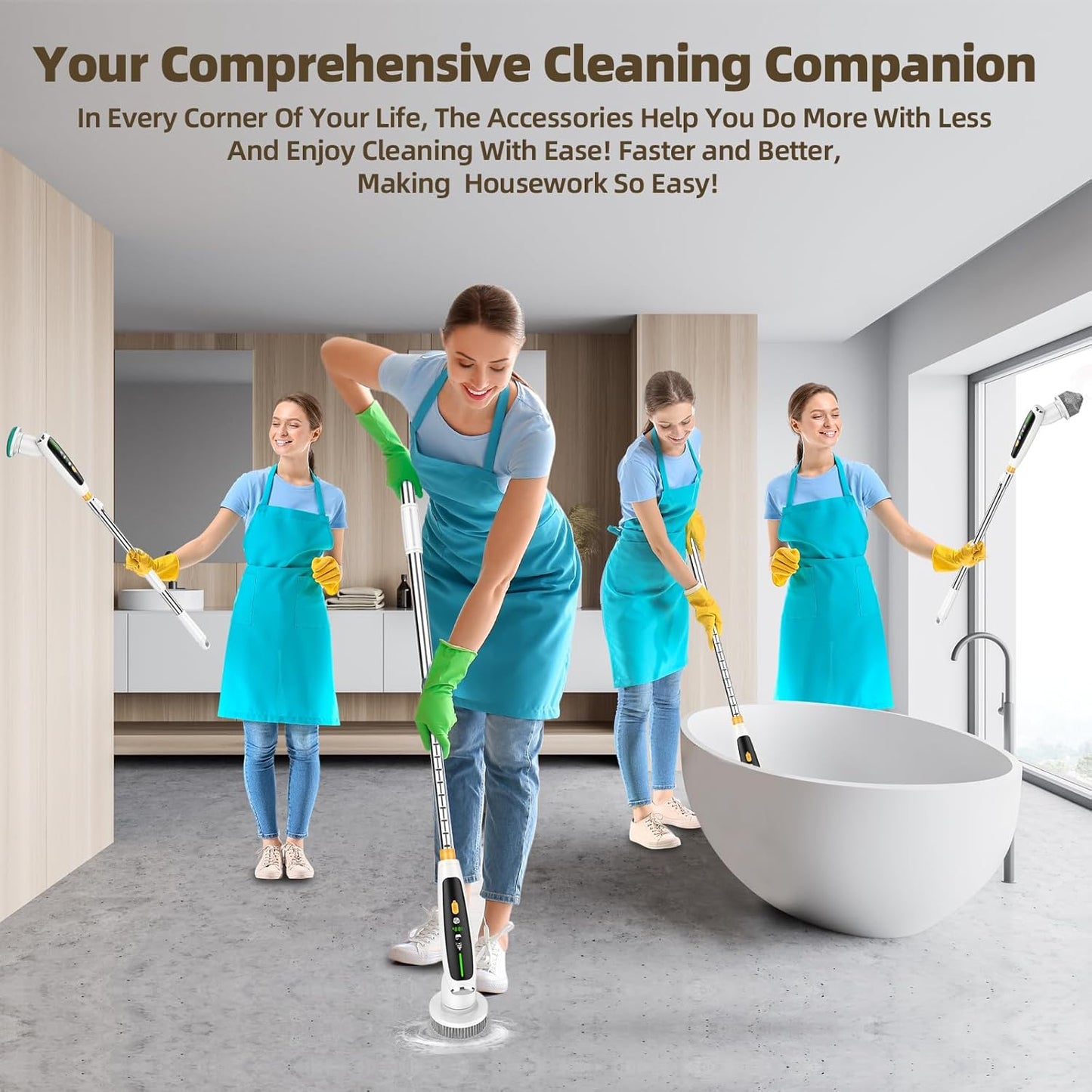 CoralBond Electric Spin Scrubber Upgraded Powerful Bathroom Brush Cleaner VB062