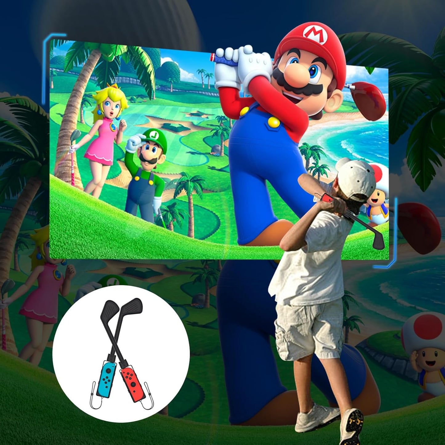 CoralBond 10-in-1 Switch Sports Accessories Bundle Family Kit Nintendo Mario Golf Games VB066