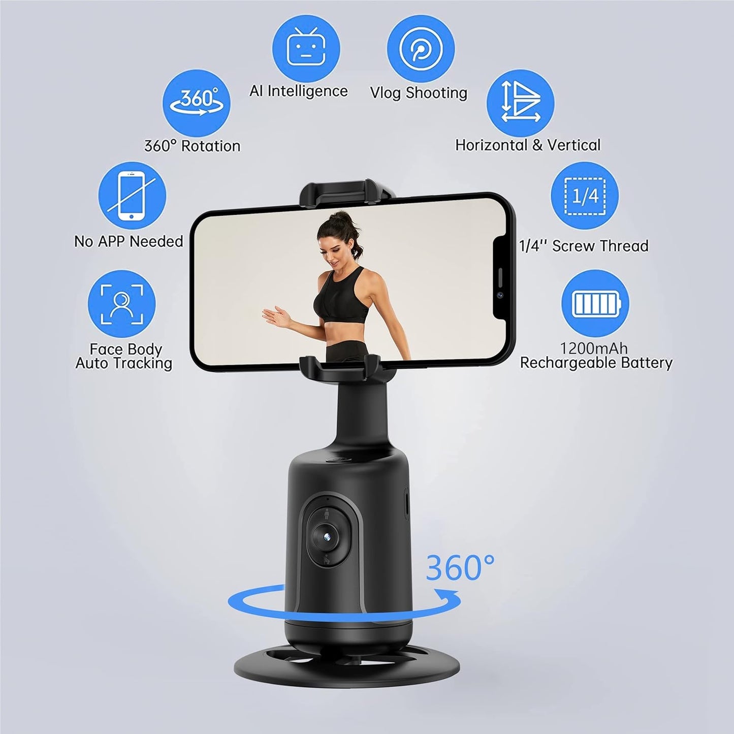 CoralBond Auto Face Tracking Smart Tripod Remote Selfie Vlog Stick Gesture Control VB097