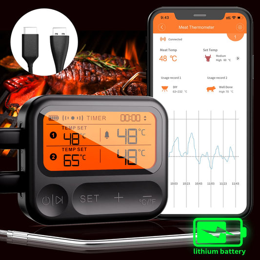 CoralBond Wireless Bluetooth Digital Meat Thermometer Grilling Smoking Dual Probe VB018