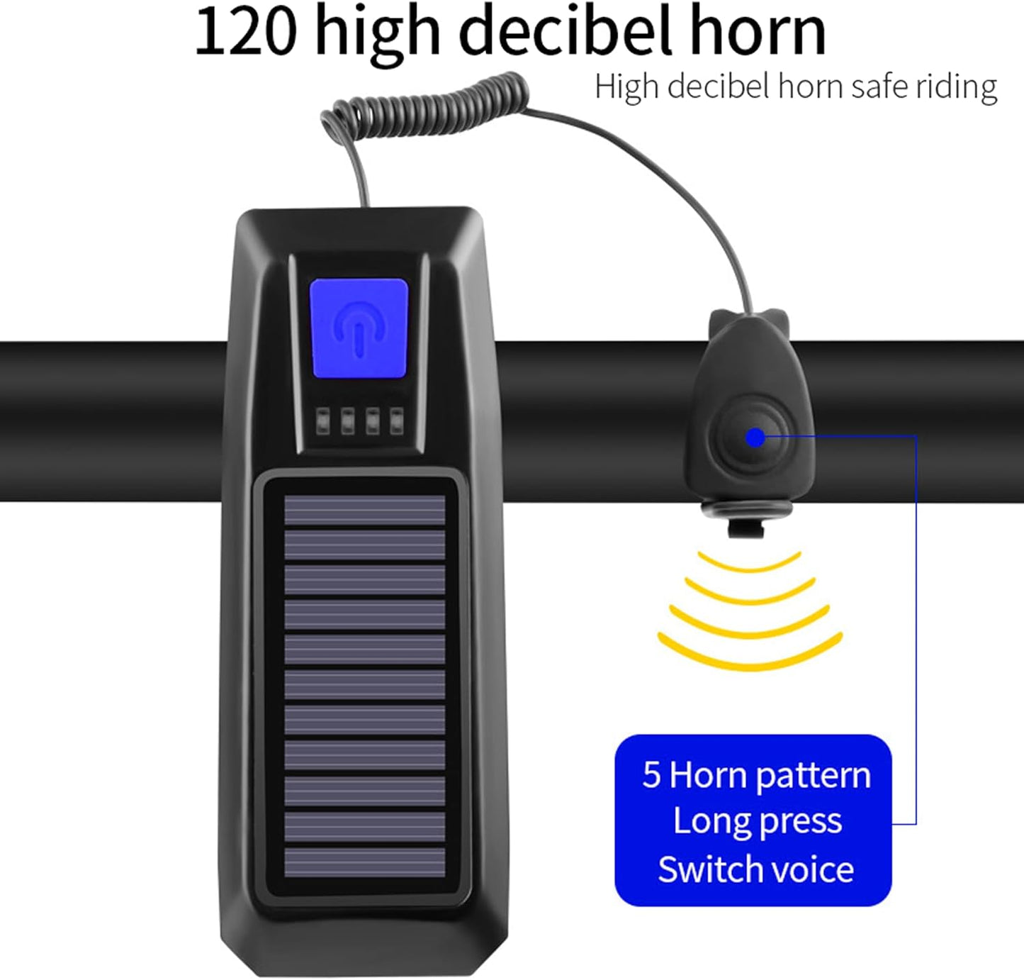 CoralBond Solar USB Bike Horn Headlight Dual Charging Light High Brightness Waterproof Ideal VB113