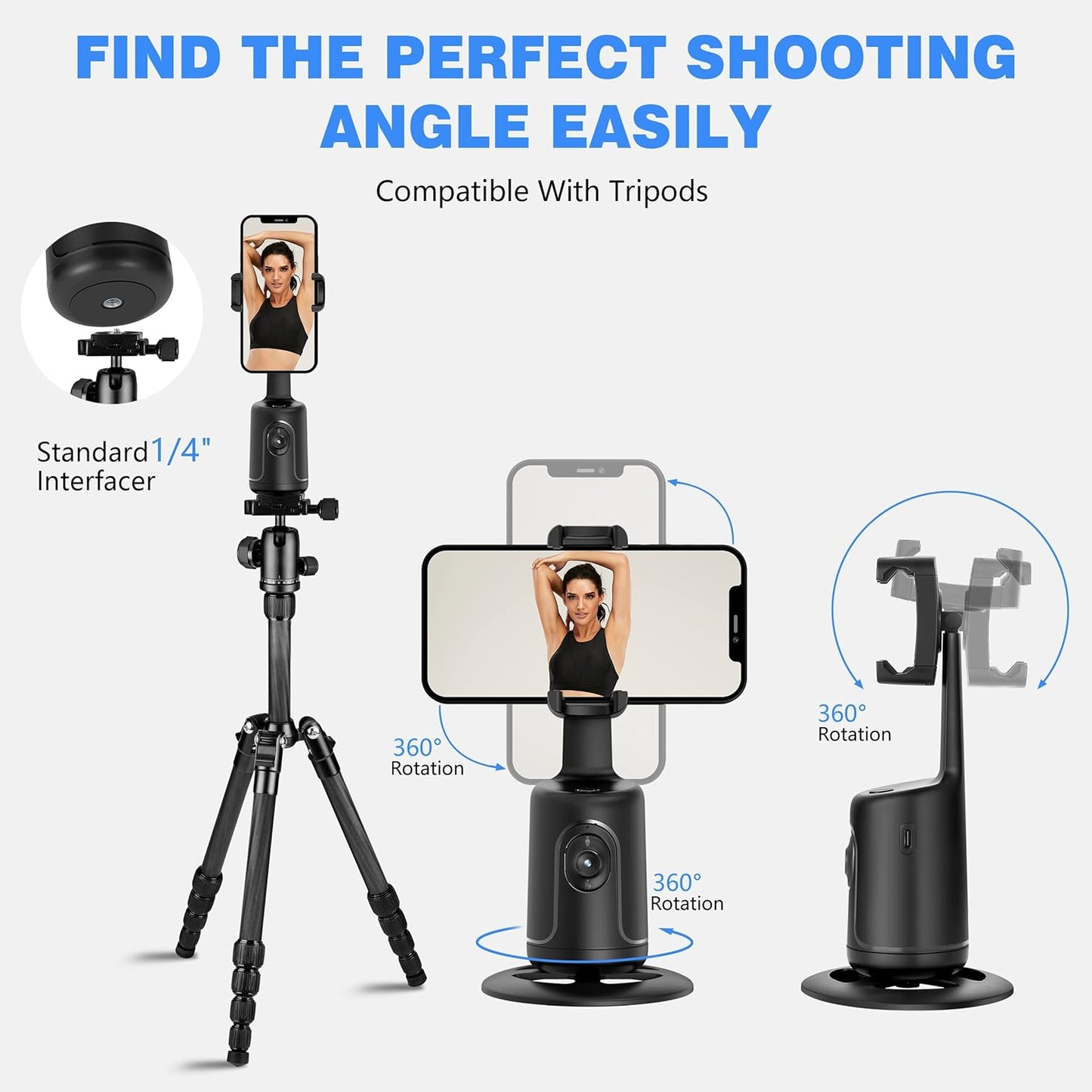 CoralBond Auto Face Tracking Smart Tripod Remote Selfie Vlog Stick Gesture Control VB097
