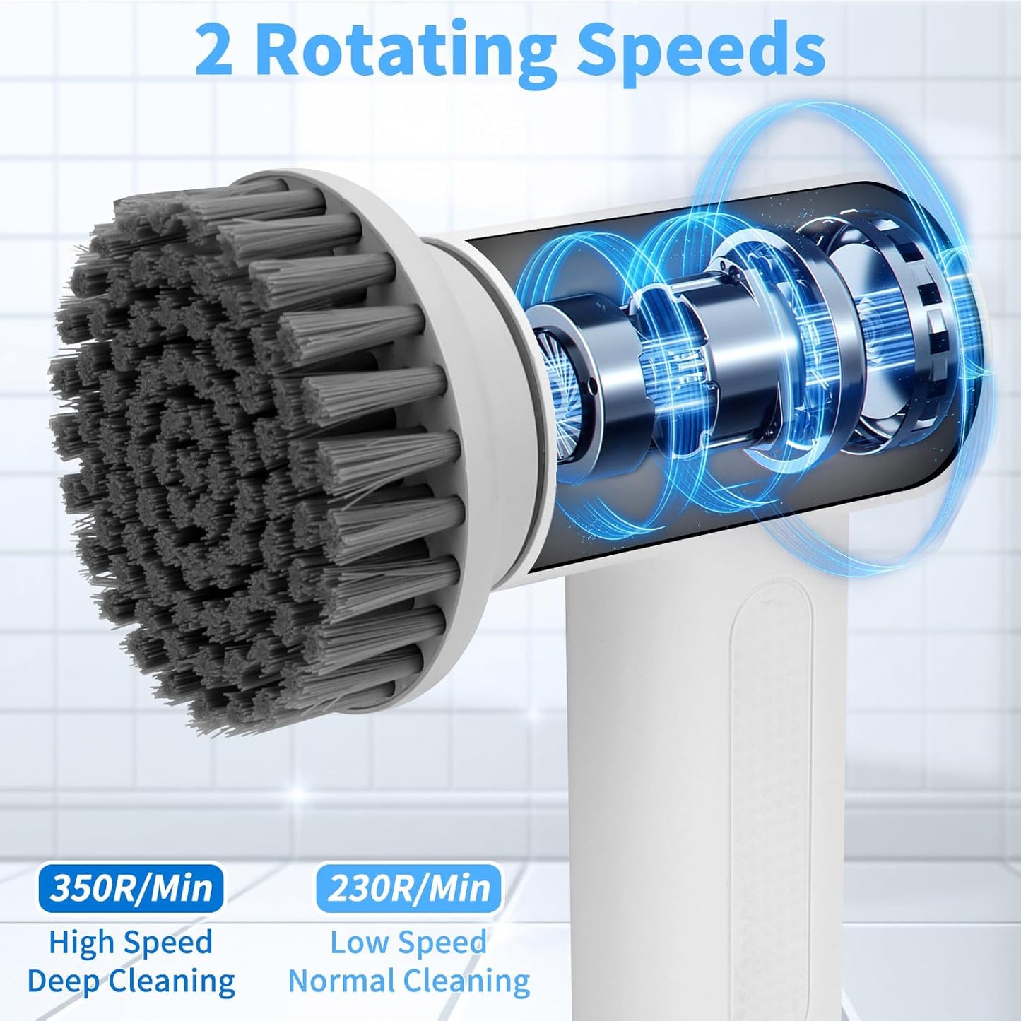 CoralBond 3000ma Cordless Electric Spin Brush Scrubber Handheld Cleaning VB060