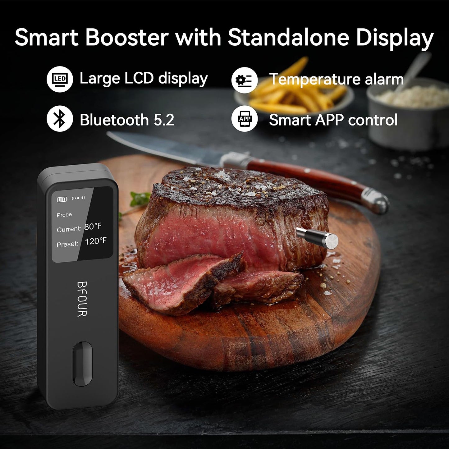 CoralBond Smart Wireless Bluetooth Digital Meat Food Cooking Thermometer LCD VB017