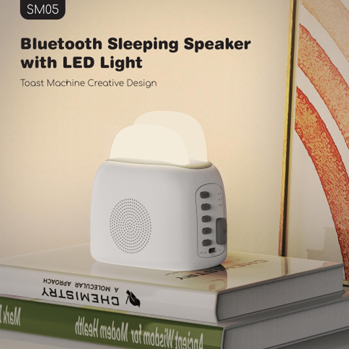 CoralBond Toast Night Light White Noise Cute Teenager Sound Machine Bluetooth Speaker Portable VB049