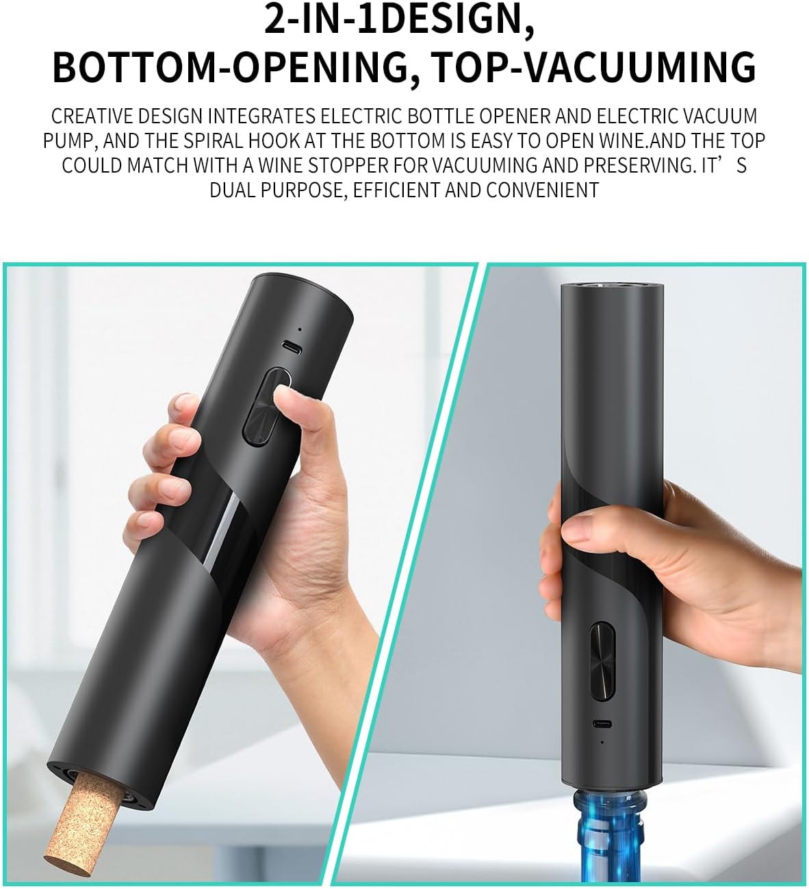 CoralBond 7-in-1 Electric Wine Bottle Opener Rechargeable Gift Set Vacuum Pump VB026