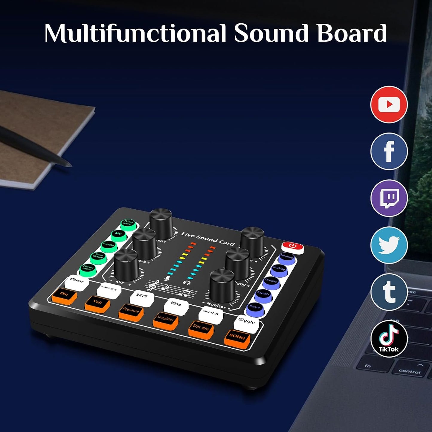 CoralBond Portable DJ Audio Mixer Sound Board Plug Play Voice Changer VB040