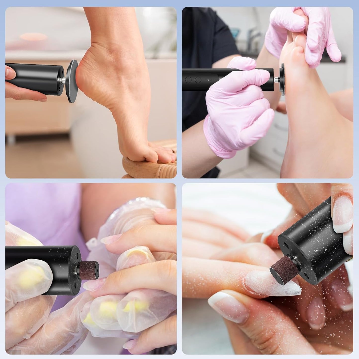 CoralBond 2-in-1 Professional Electric Callus Foot Feet Remover Matte Black Powerful File Grinder Sander Machine Adjustable Pedicure Tool VB069