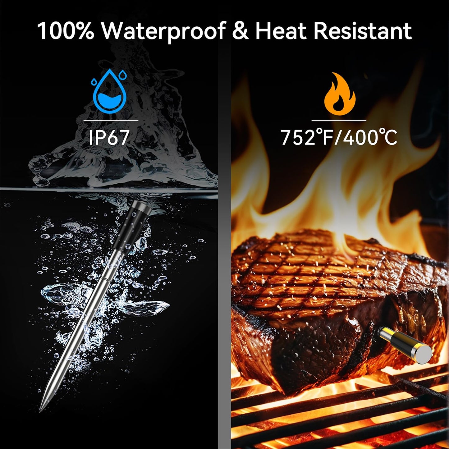 CoralBond Smart Wireless Bluetooth Digital Meat Food Cooking Thermometer LCD VB017