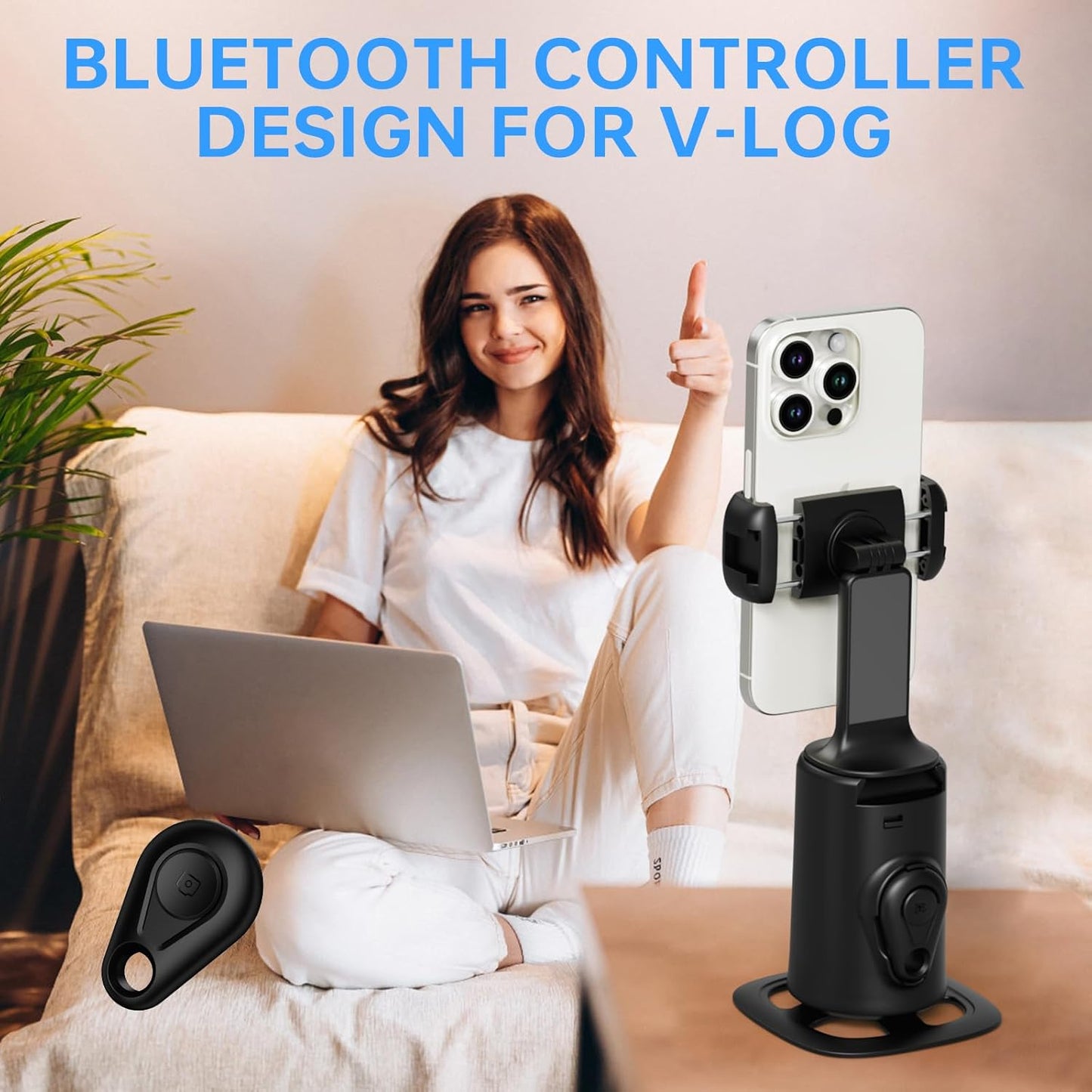 CoralBond Auto Face Tracking Smart Tripod 360° Rotation Body Phone Camera Mount Gesture Control VB102