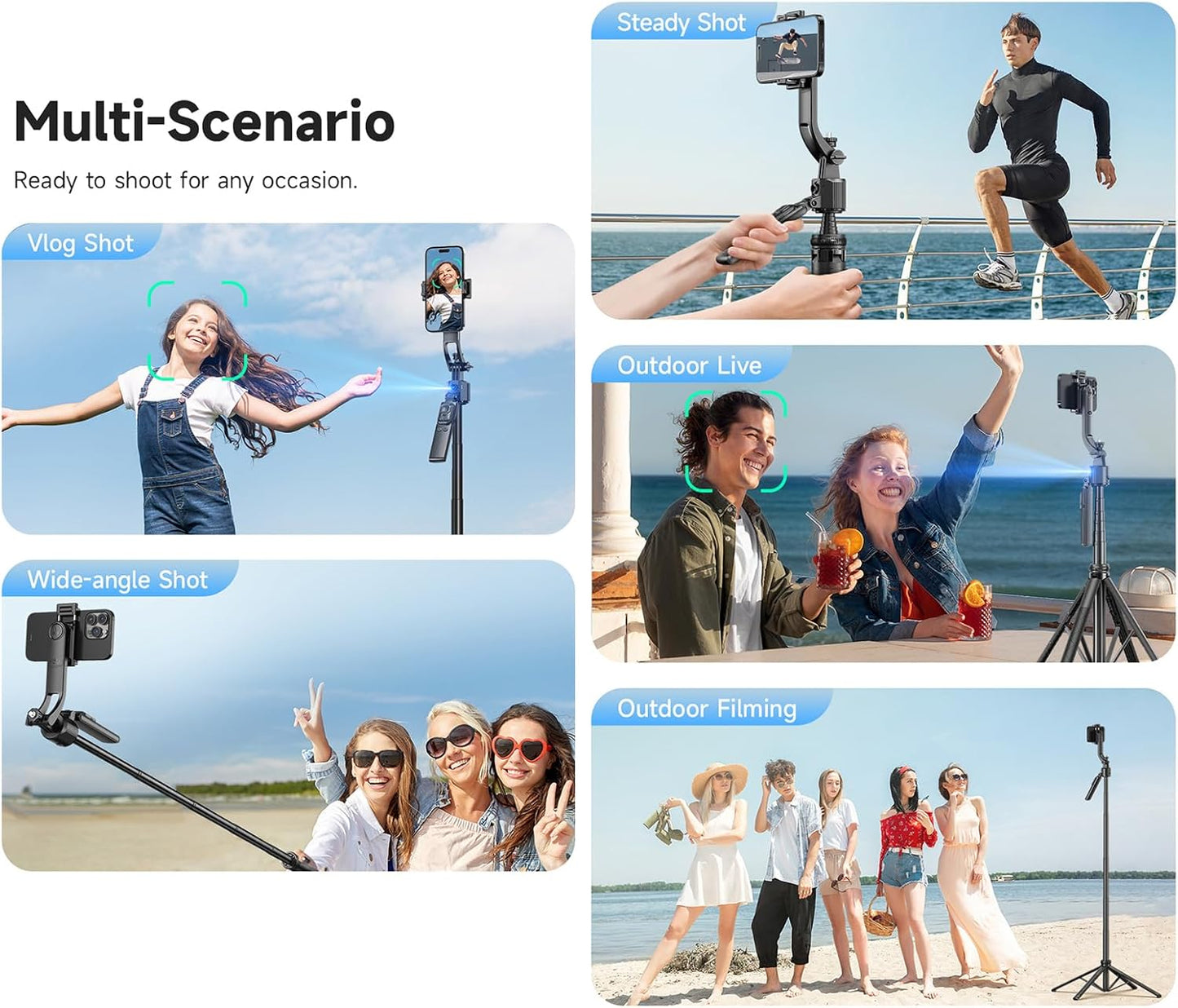 CoralBond 64'' Auto Face Tracking Tripod Stand 360 Rotation Remote Gesture Control VB105
