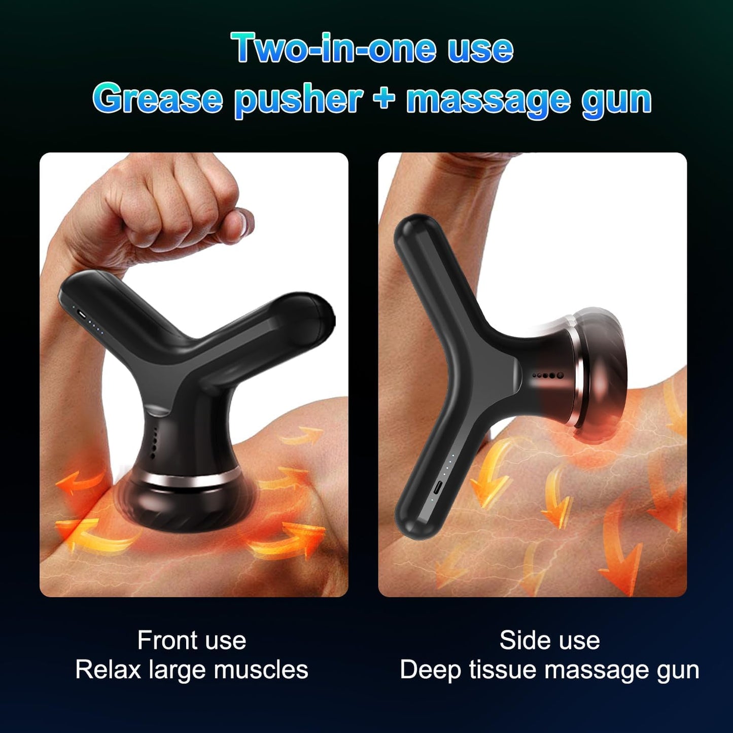 CoralBond 2-in-1 Cordless Deep Tissue Electric Massage Gun Handheld Muscle Neck Massager VB091